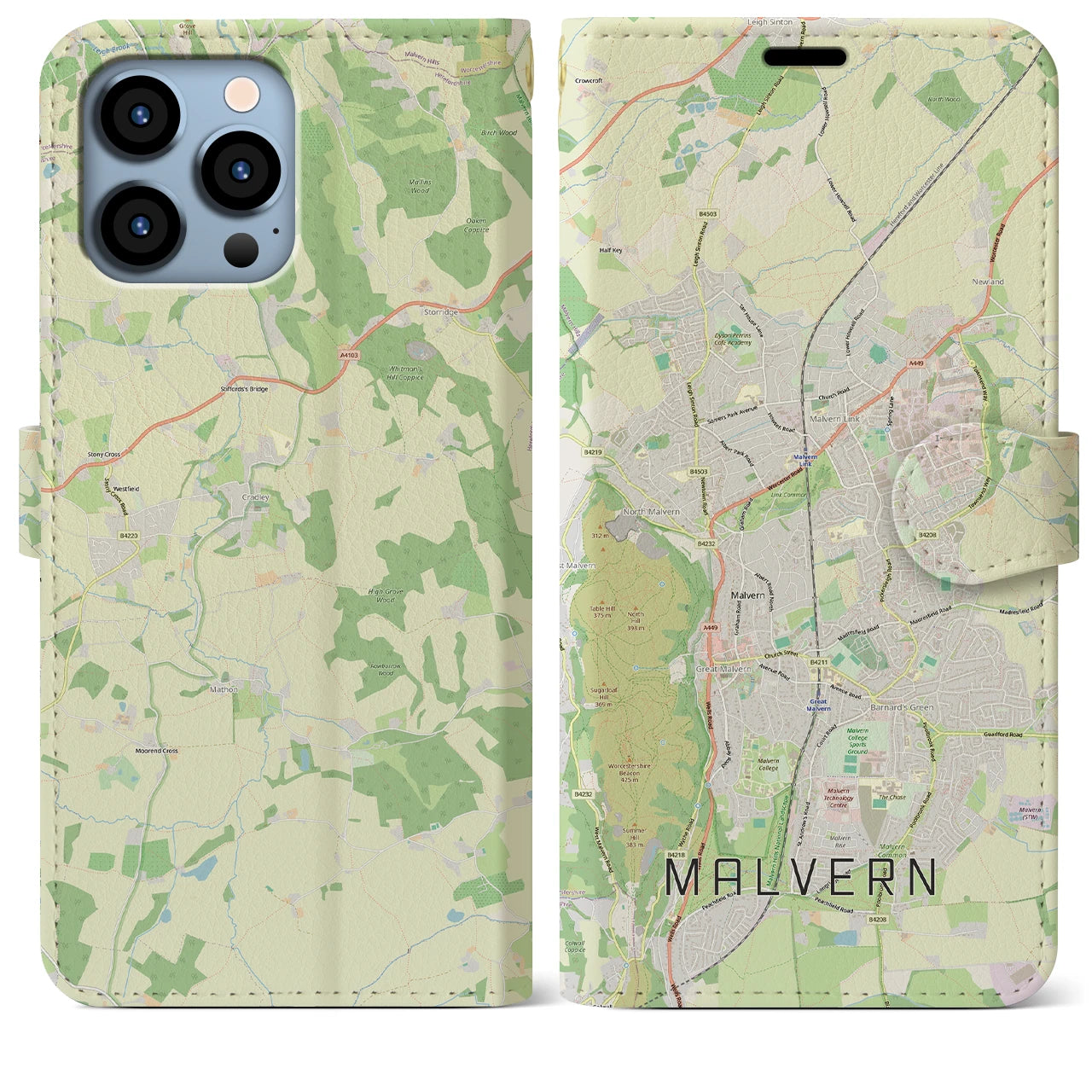 【マルバーン(イギリス)】地図柄iPhoneケース(手帳タイプ)