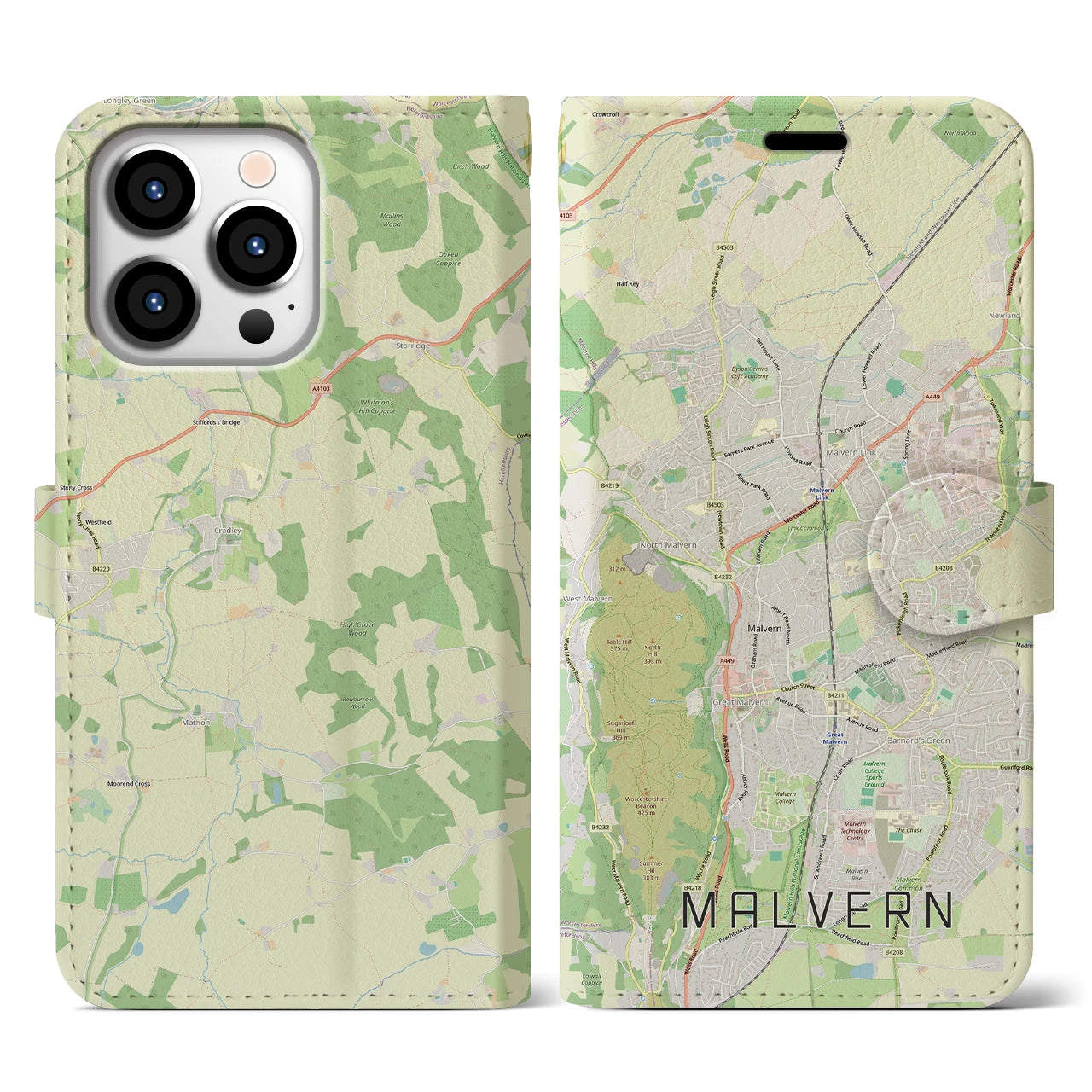 【マルバーン(イギリス)】地図柄iPhoneケース(手帳タイプ)