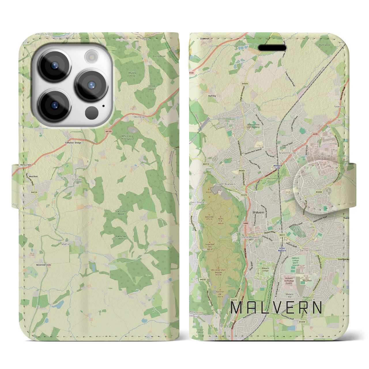 【マルバーン(イギリス)】地図柄iPhoneケース(手帳タイプ)