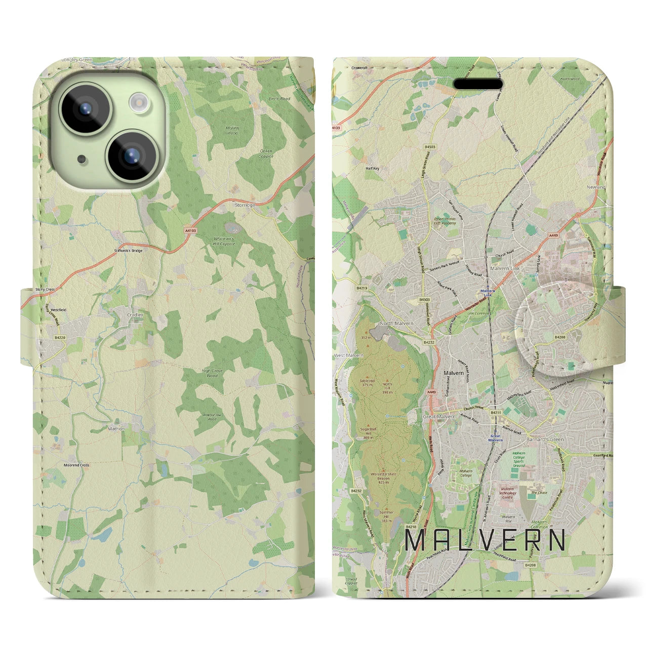 【マルバーン(イギリス)】地図柄iPhoneケース(手帳タイプ)