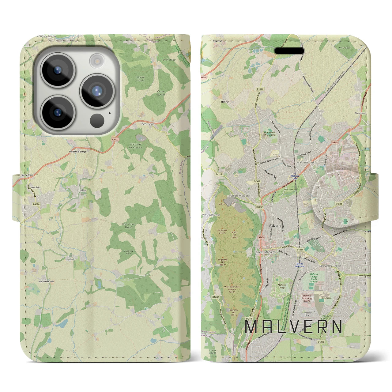 【マルバーン(イギリス)】地図柄iPhoneケース(手帳タイプ)