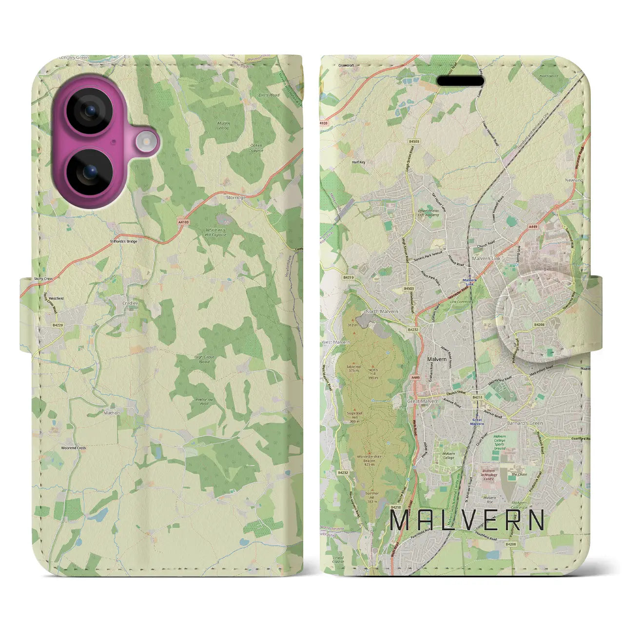 【マルバーン(イギリス)】地図柄iPhoneケース(手帳タイプ)