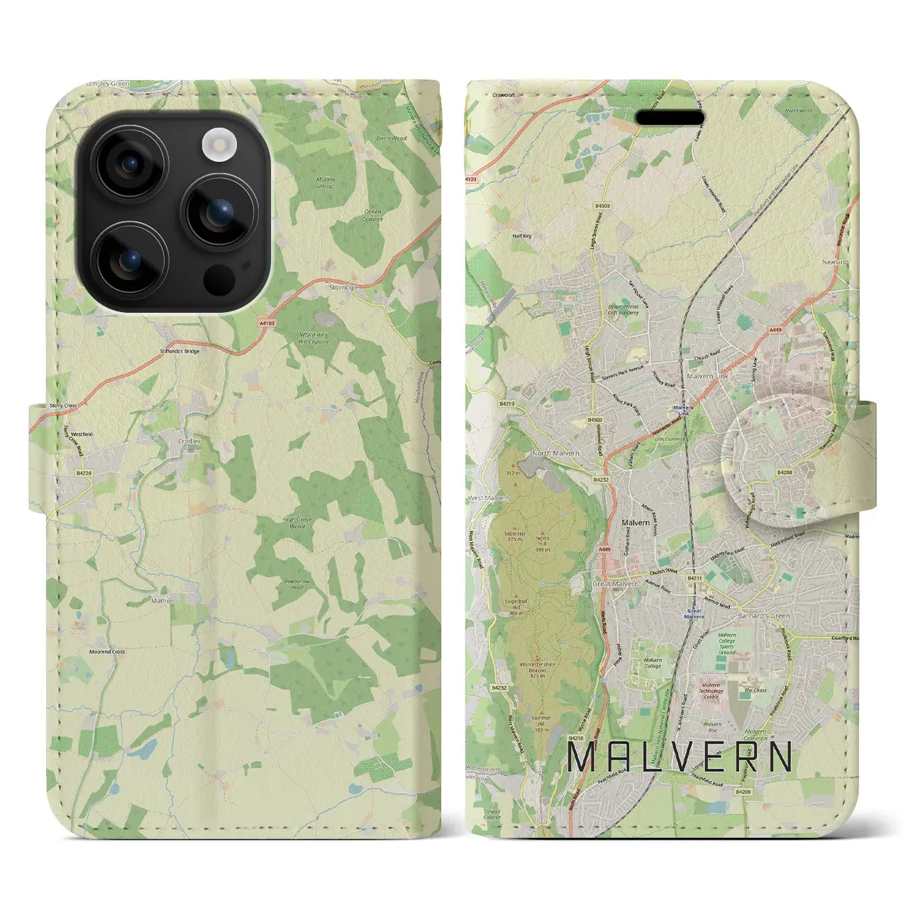 【マルバーン(イギリス)】地図柄iPhoneケース(手帳タイプ)