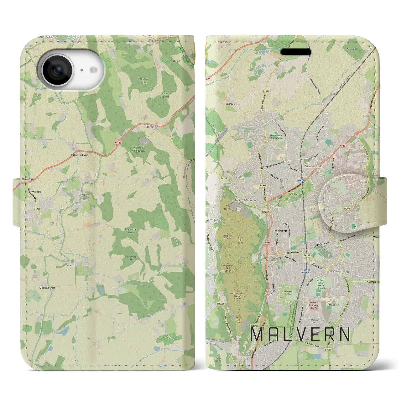 【マルバーン(イギリス)】地図柄iPhoneケース(手帳タイプ)