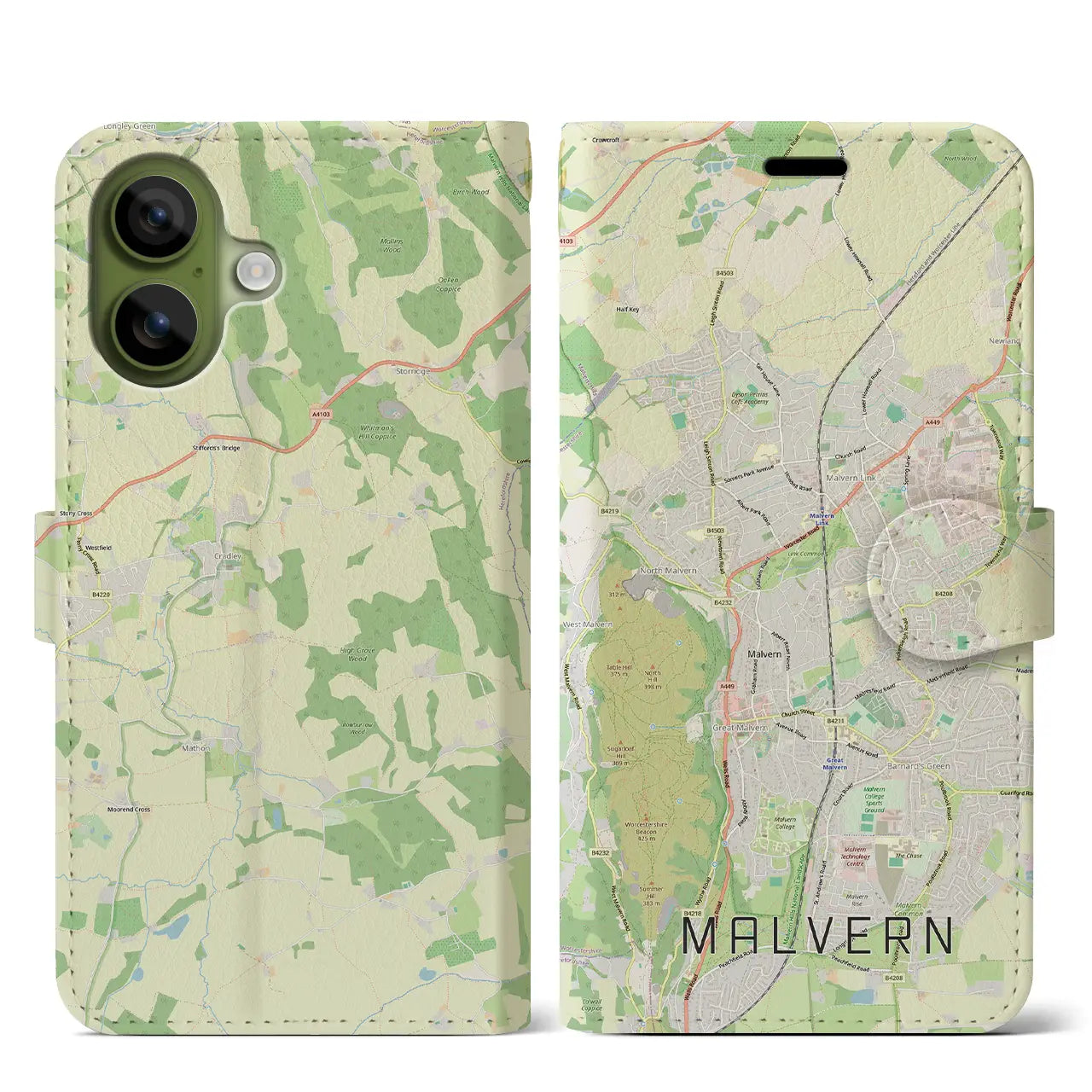 【マルバーン(イギリス)】地図柄iPhoneケース(手帳タイプ)