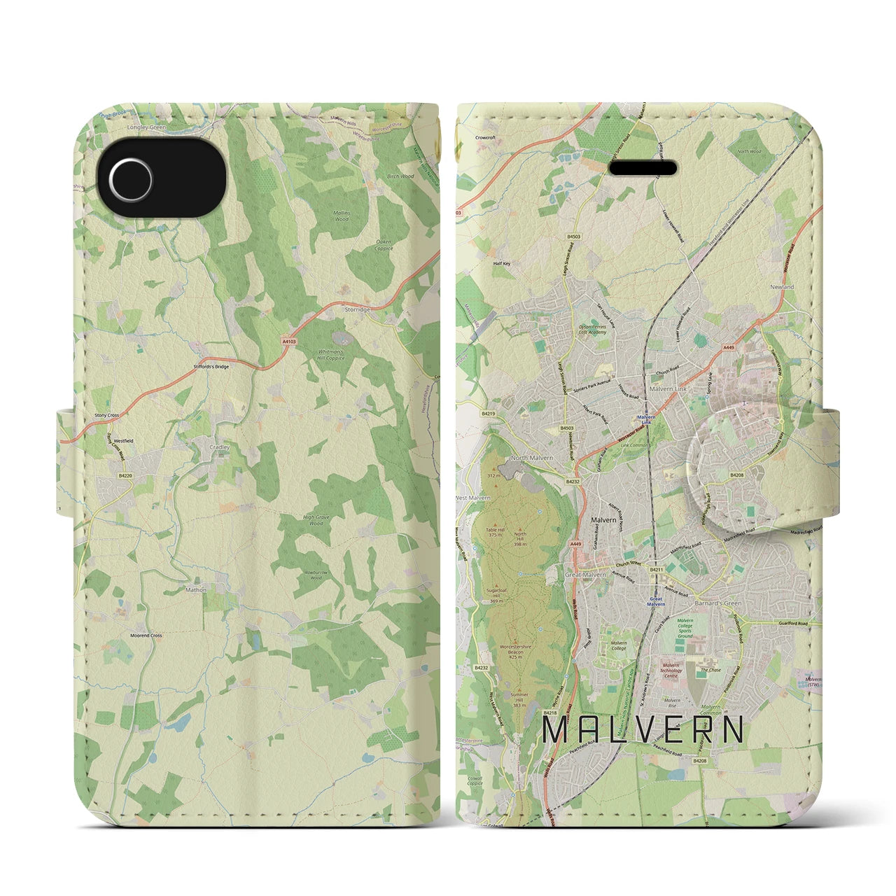 【マルバーン(イギリス)】地図柄iPhoneケース(手帳タイプ)