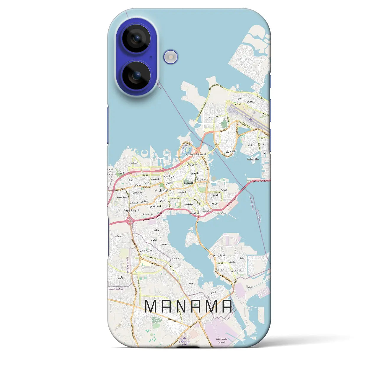 【マナーマ(バーレーン)】地図柄iPhoneケース(バックカバータイプ)ブラック・iPhone 16 Pro Max 用
