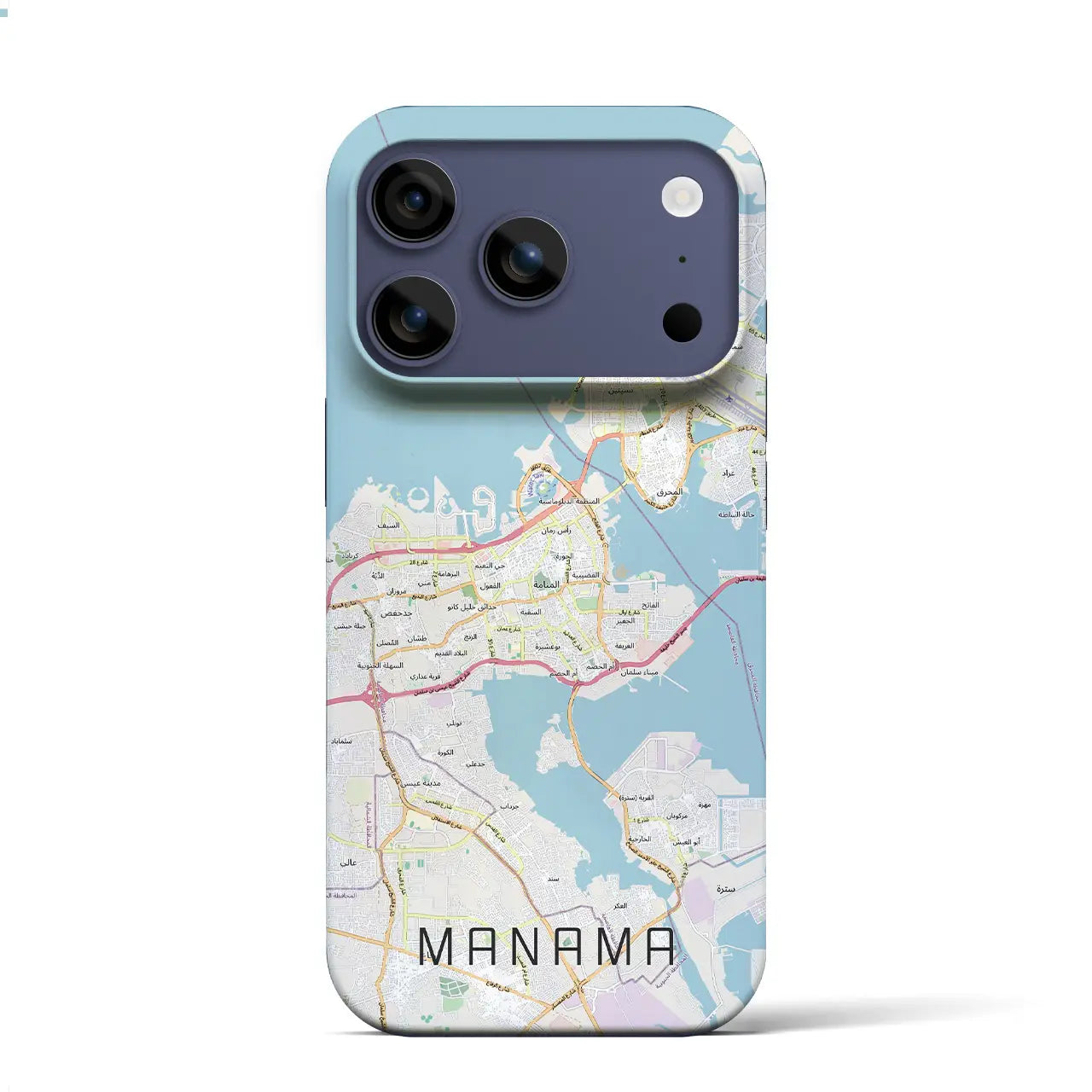 【マナーマ(バーレーン)】地図柄iPhoneケース(バックカバータイプ)ブラック・iPhone 17 Pro Max 用