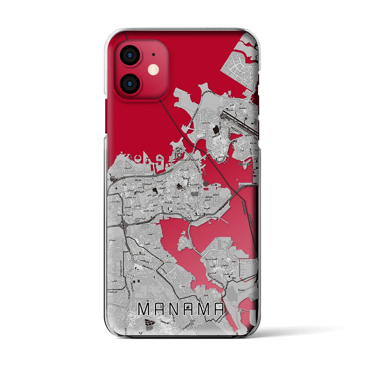 【マナーマ(バーレーン)】地図柄iPhoneケース(クリアタイプ)