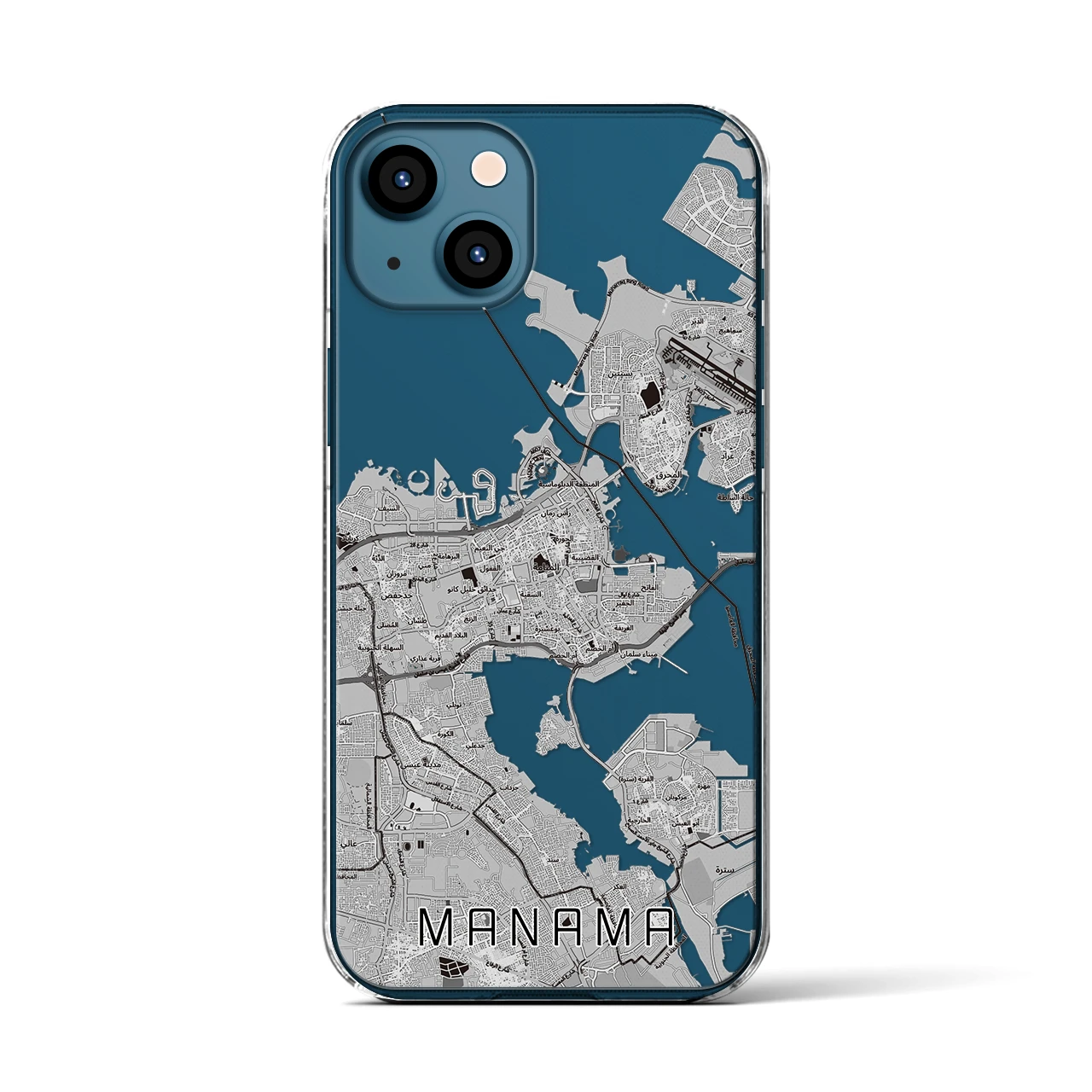 【マナーマ(バーレーン)】地図柄iPhoneケース(クリアタイプ)