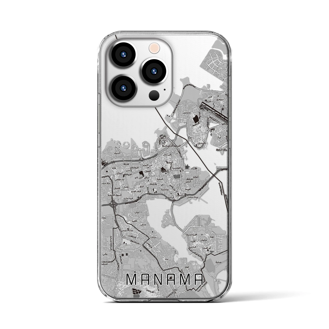 【マナーマ(バーレーン)】地図柄iPhoneケース(クリアタイプ)