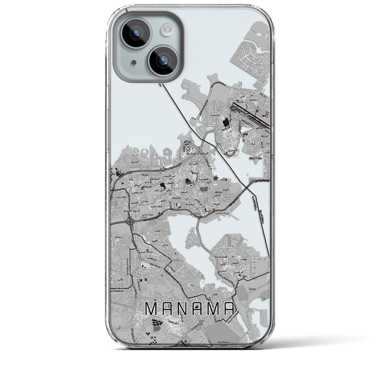 【マナーマ(バーレーン)】地図柄iPhoneケース(クリアタイプ)