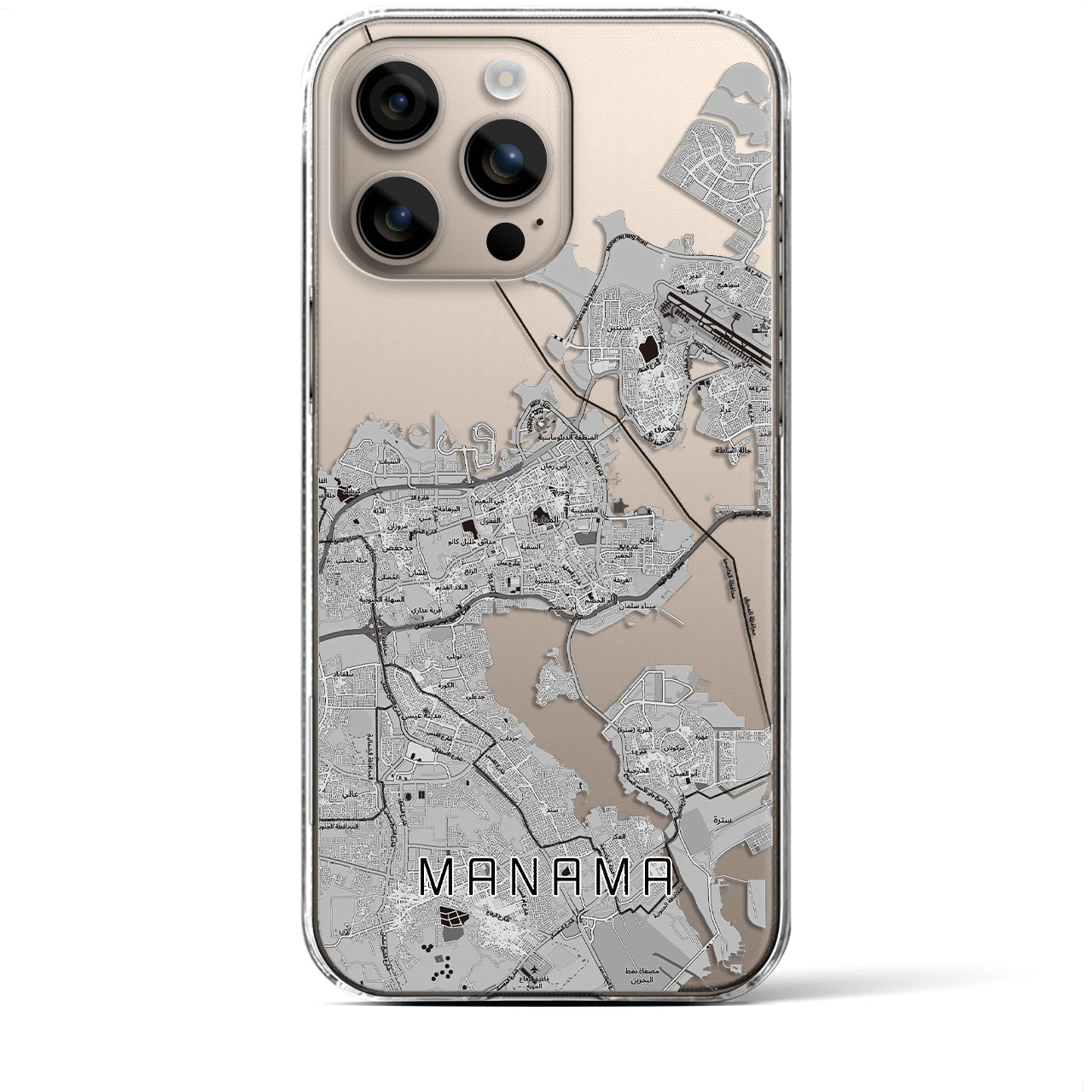 【マナーマ(バーレーン)】地図柄iPhoneケース(クリアタイプ)