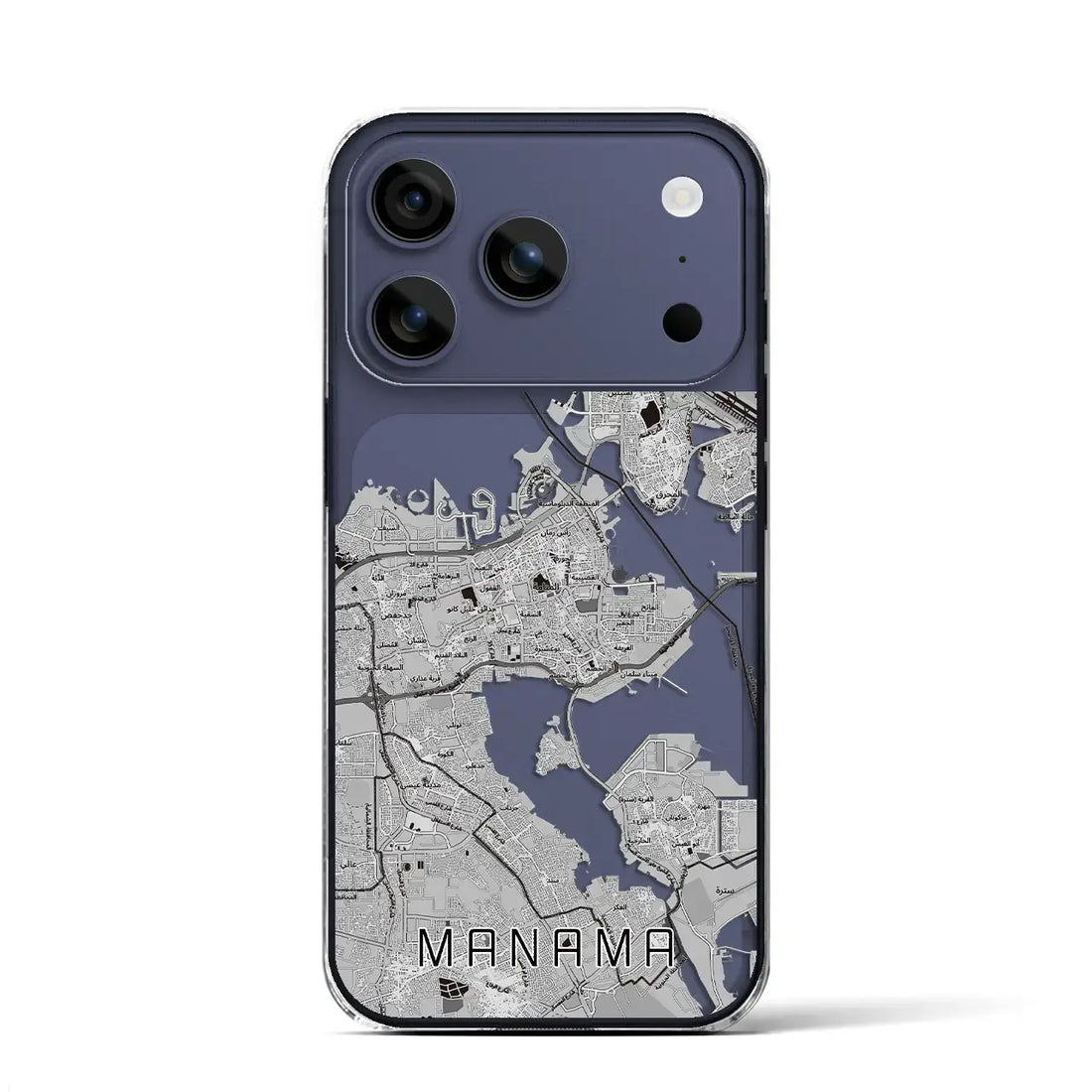 【マナーマ(バーレーン)】地図柄iPhoneケース(クリアタイプ)モノトーン・iPhone 17 Pro Max 用