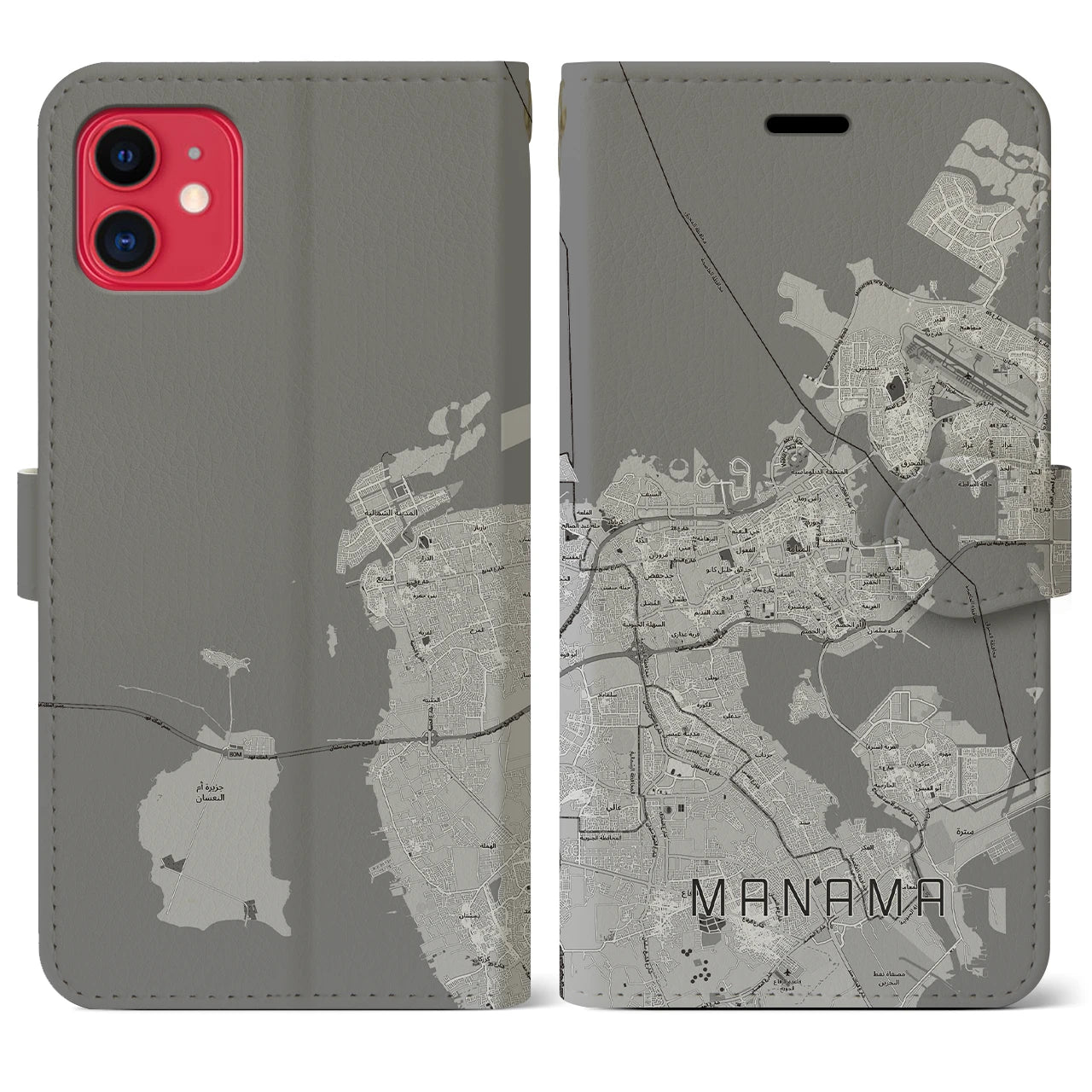 【マナーマ(バーレーン)】地図柄iPhoneケース(手帳タイプ)