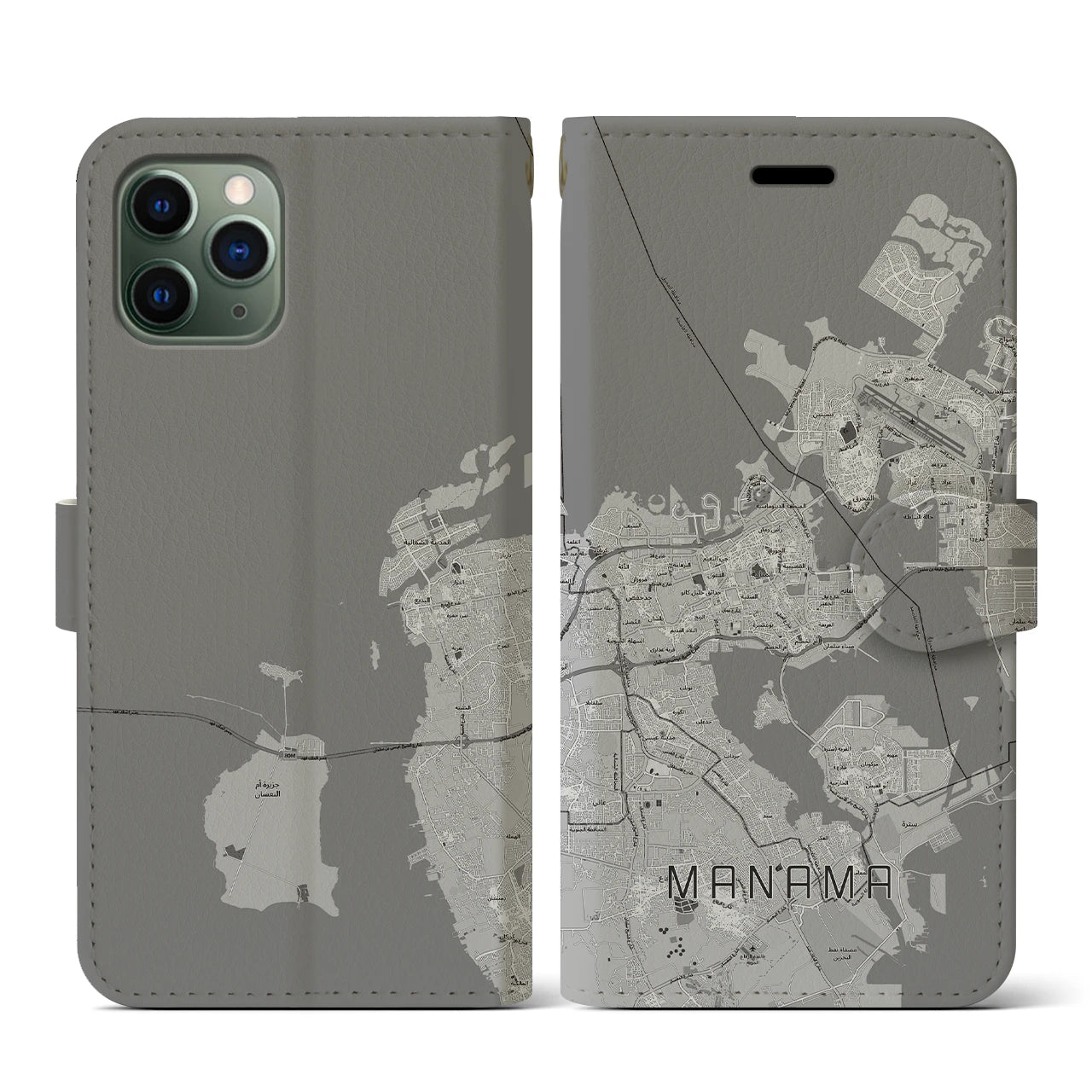 【マナーマ(バーレーン)】地図柄iPhoneケース(手帳タイプ)