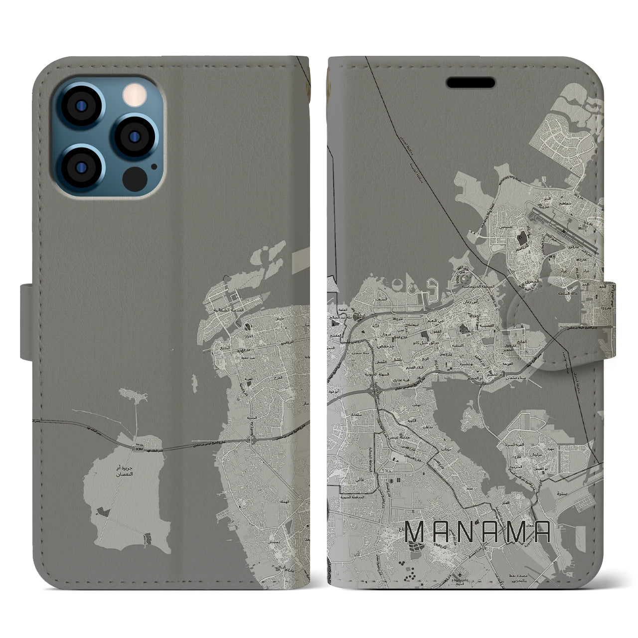 【マナーマ(バーレーン)】地図柄iPhoneケース(手帳タイプ)