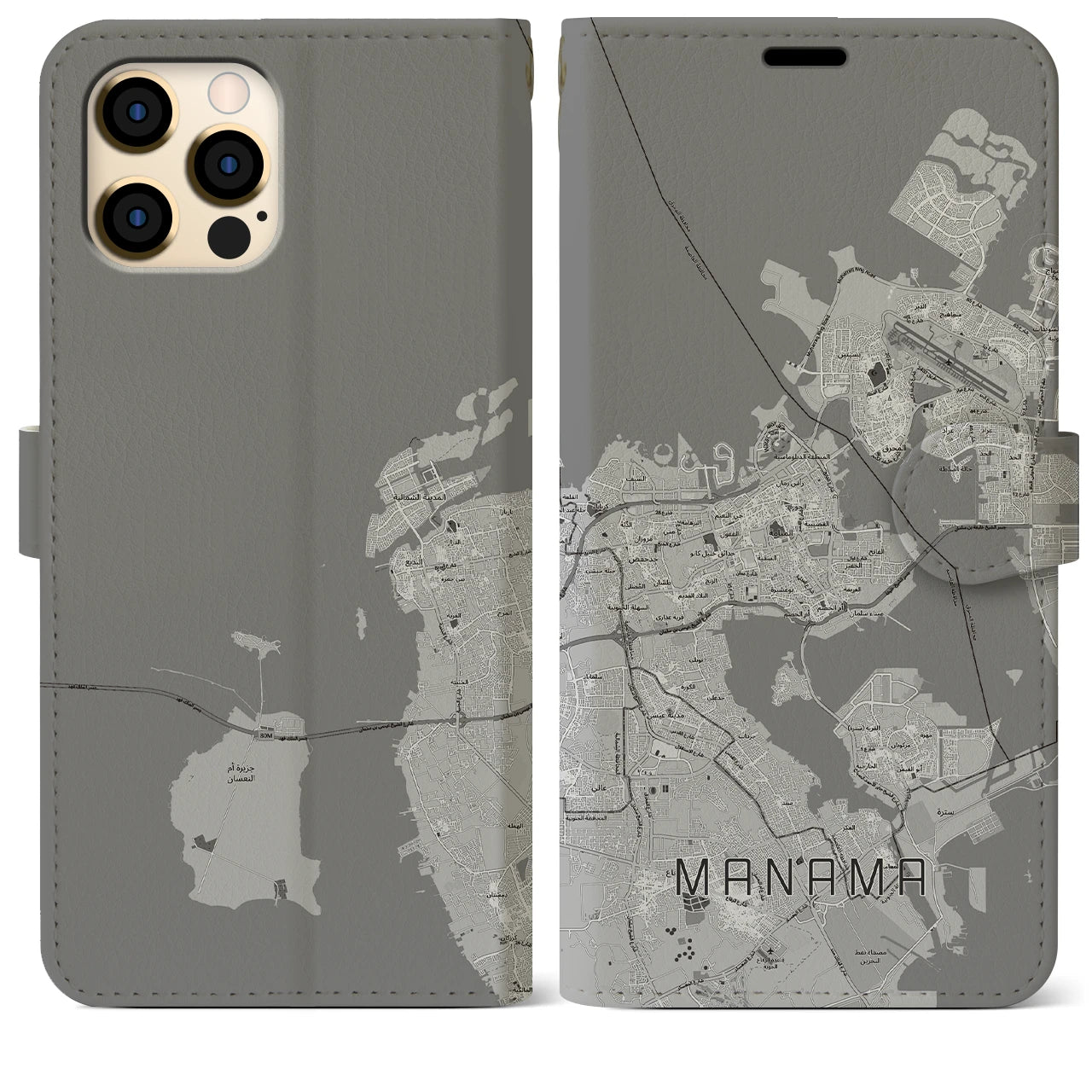 【マナーマ(バーレーン)】地図柄iPhoneケース(手帳タイプ)