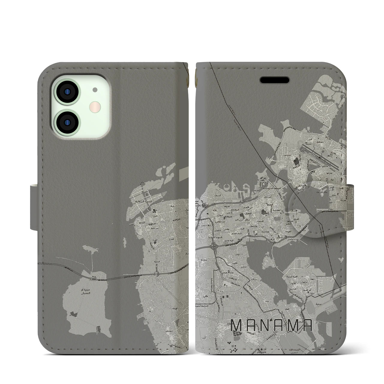 【マナーマ(バーレーン)】地図柄iPhoneケース(手帳タイプ)