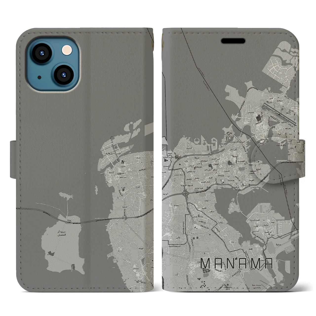 【マナーマ(バーレーン)】地図柄iPhoneケース(手帳タイプ)