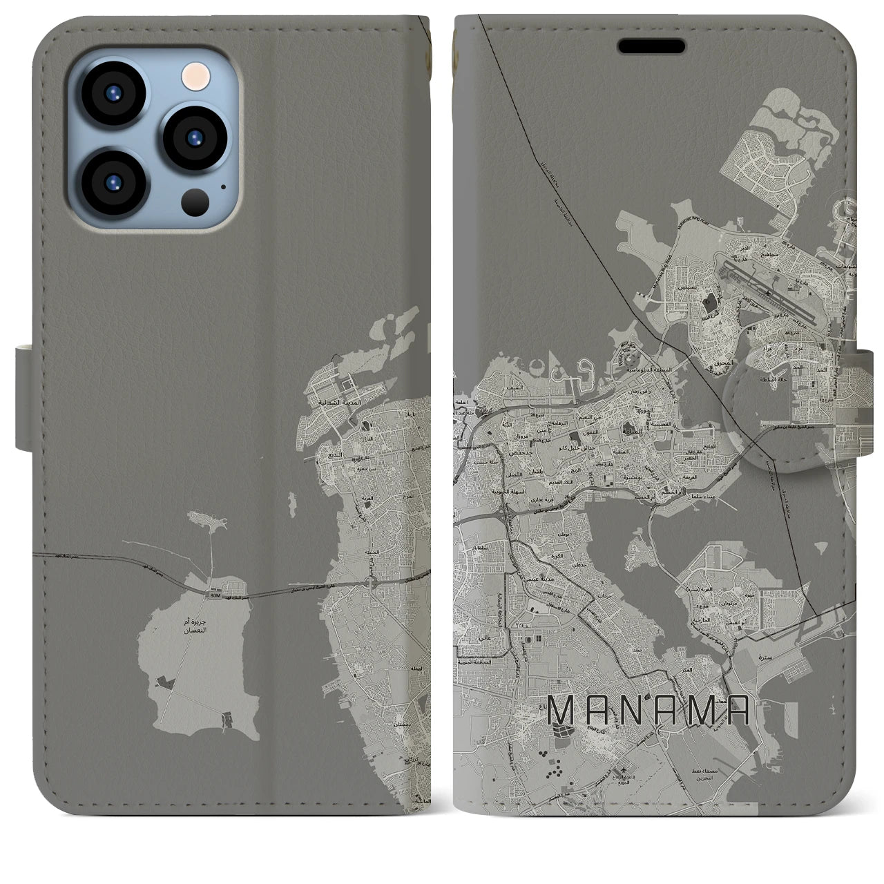 【マナーマ(バーレーン)】地図柄iPhoneケース(手帳タイプ)