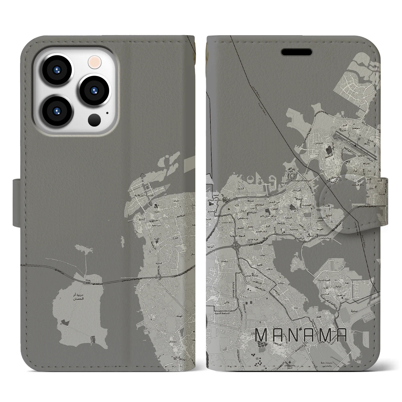 【マナーマ(バーレーン)】地図柄iPhoneケース(手帳タイプ)