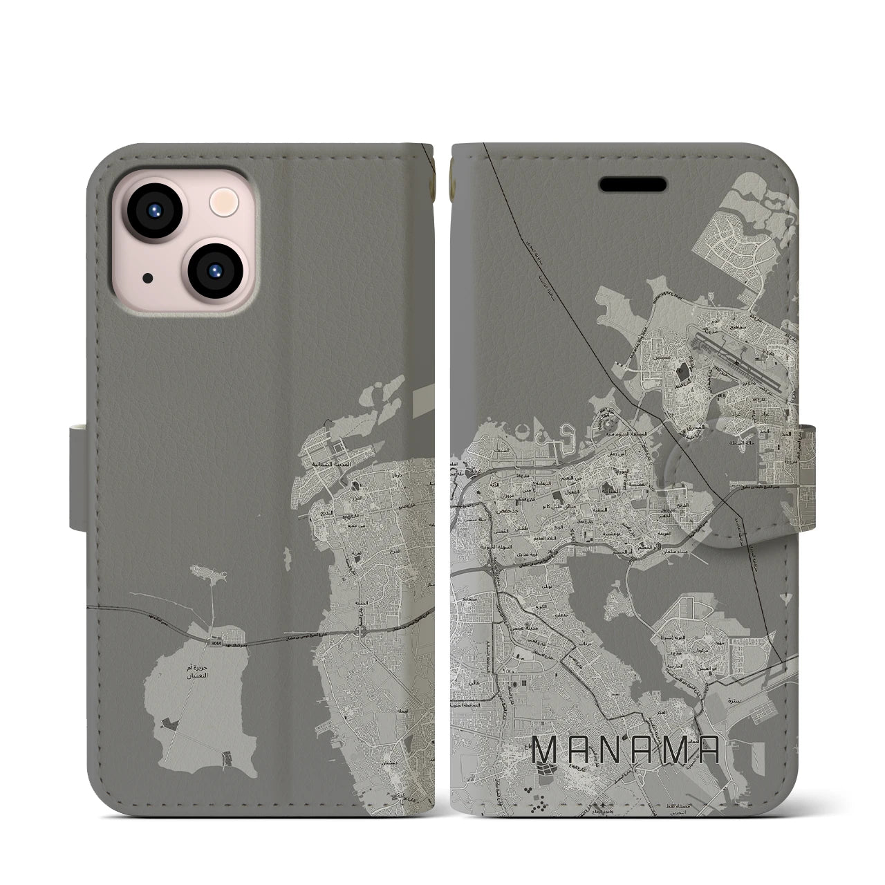 【マナーマ(バーレーン)】地図柄iPhoneケース(手帳タイプ)