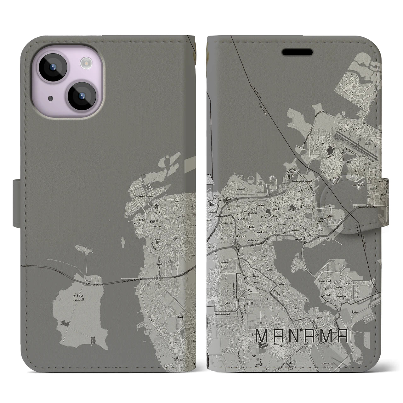 【マナーマ(バーレーン)】地図柄iPhoneケース(手帳タイプ)