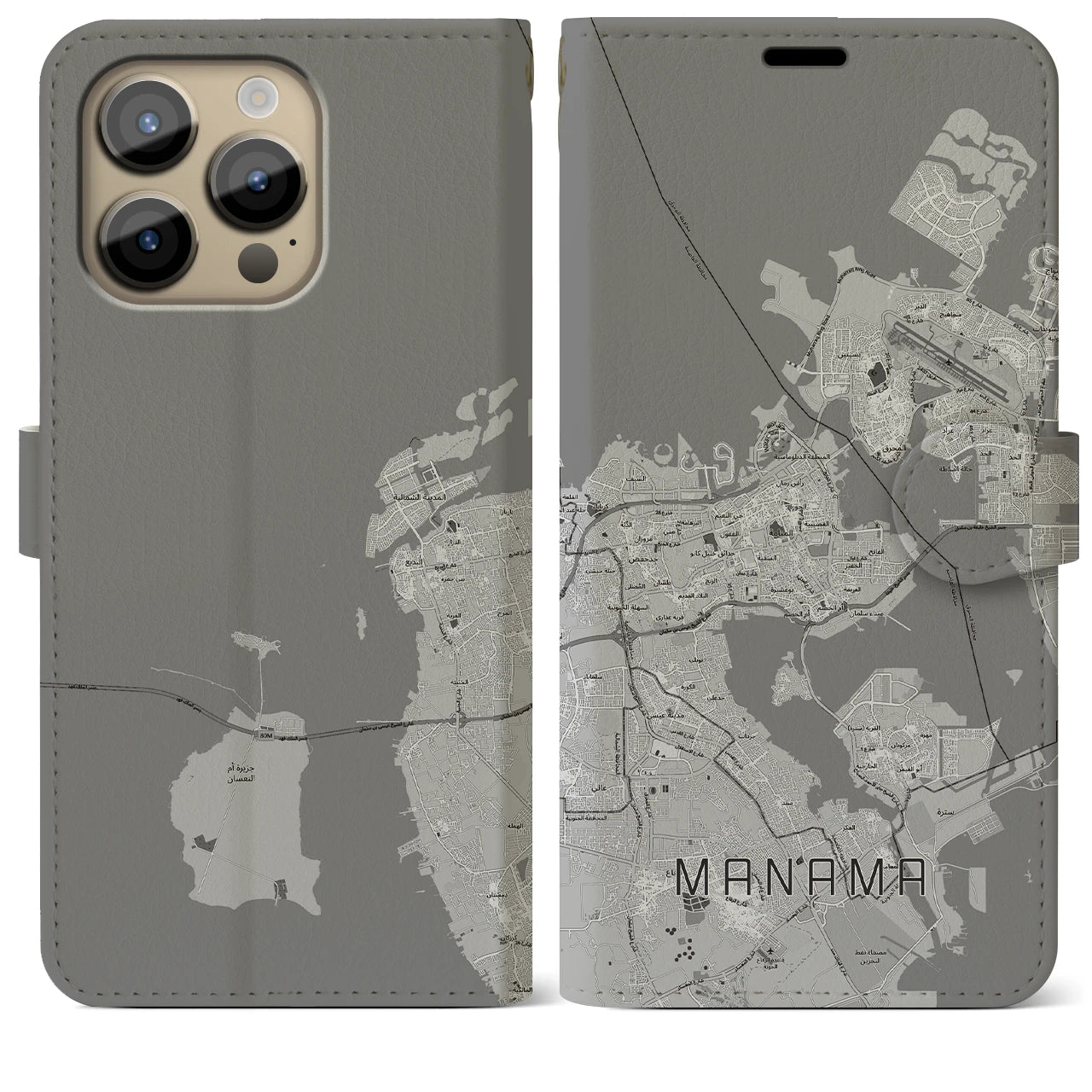 【マナーマ(バーレーン)】地図柄iPhoneケース(手帳タイプ)