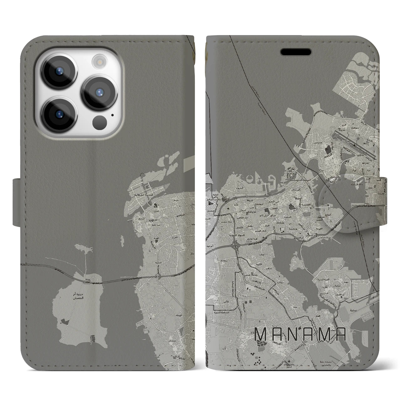【マナーマ(バーレーン)】地図柄iPhoneケース(手帳タイプ)
