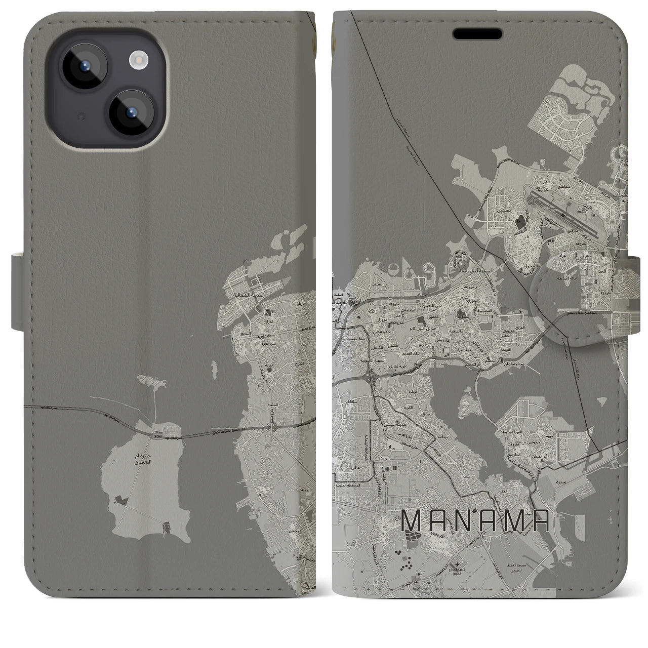 【マナーマ(バーレーン)】地図柄iPhoneケース(手帳タイプ)