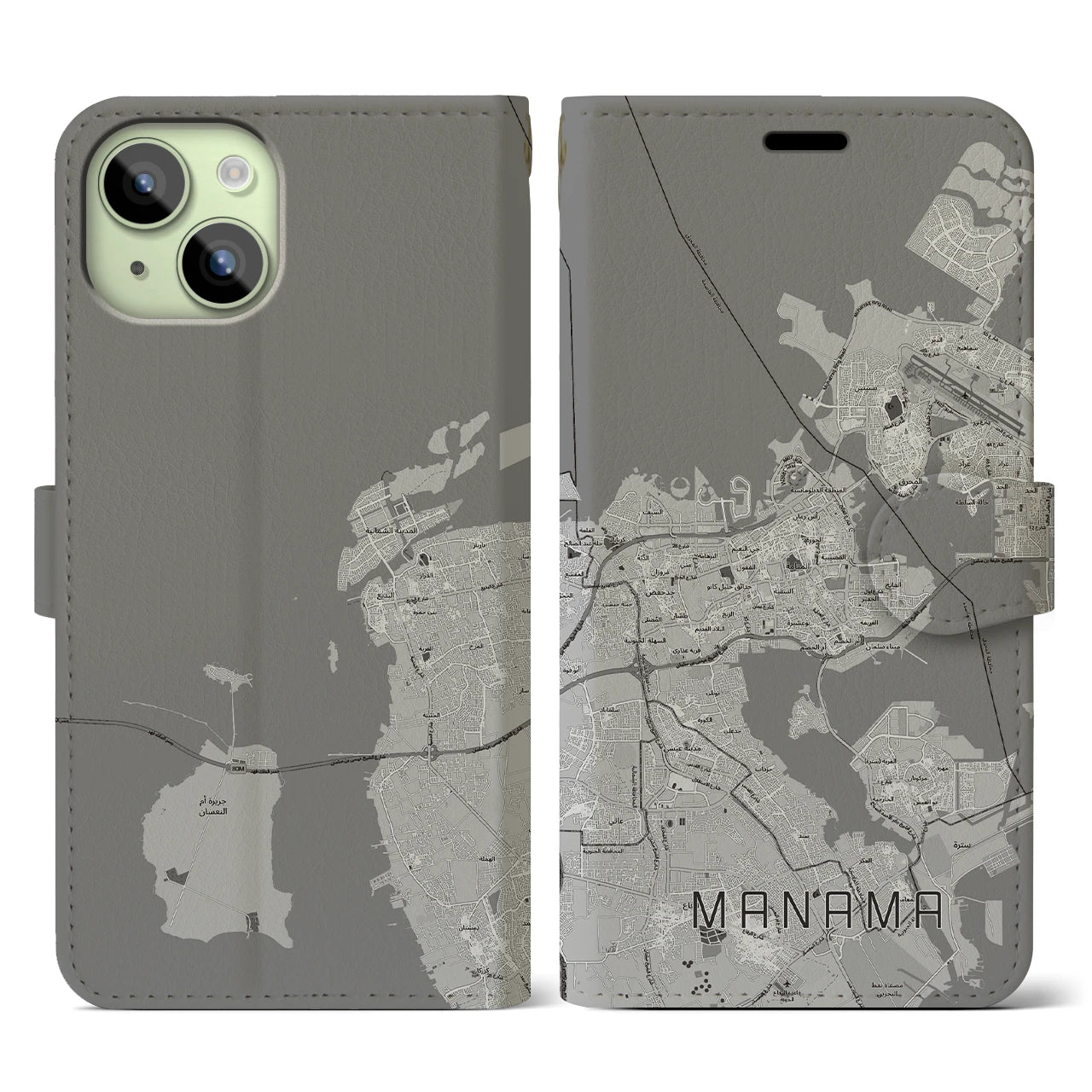 【マナーマ(バーレーン)】地図柄iPhoneケース(手帳タイプ)