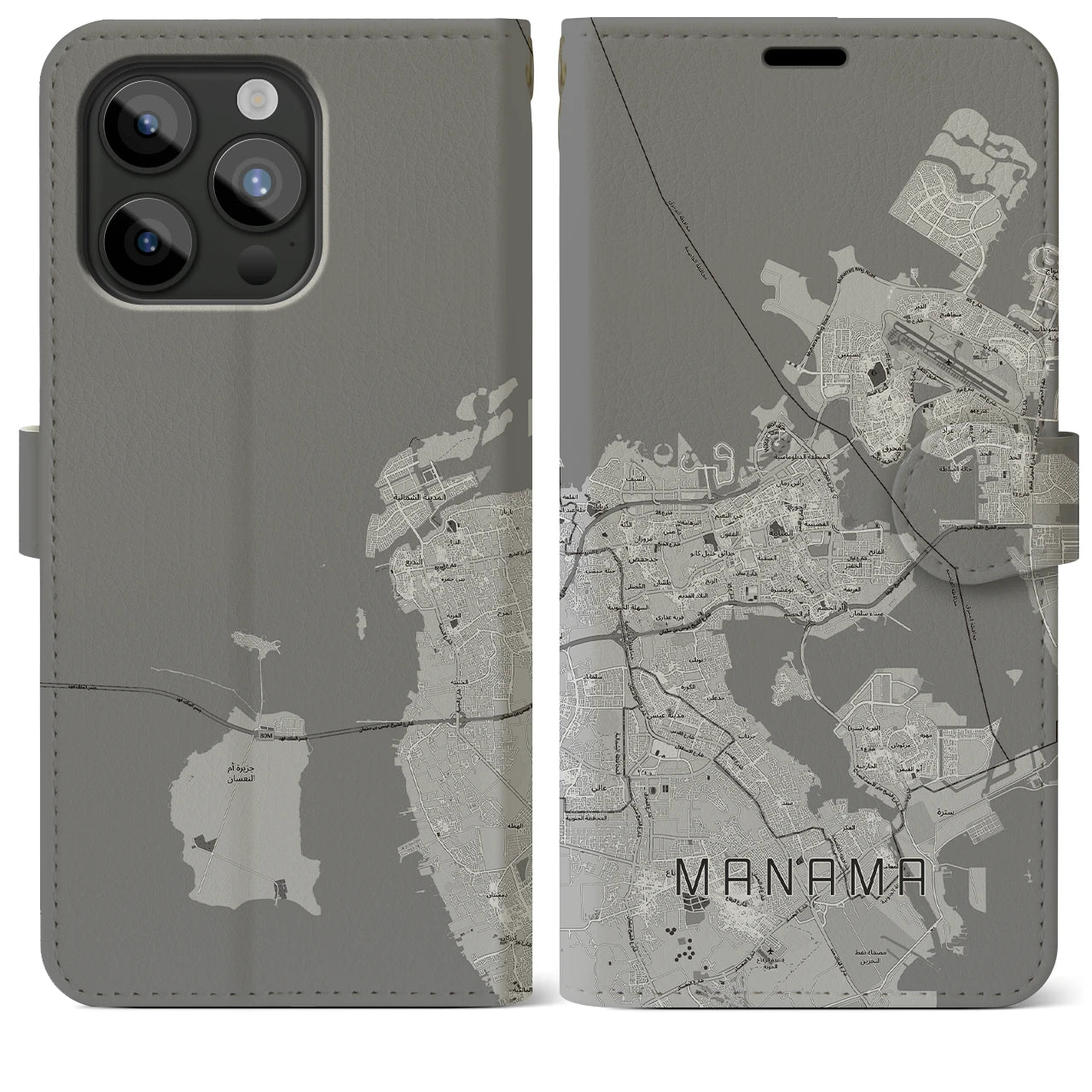【マナーマ(バーレーン)】地図柄iPhoneケース(手帳タイプ)