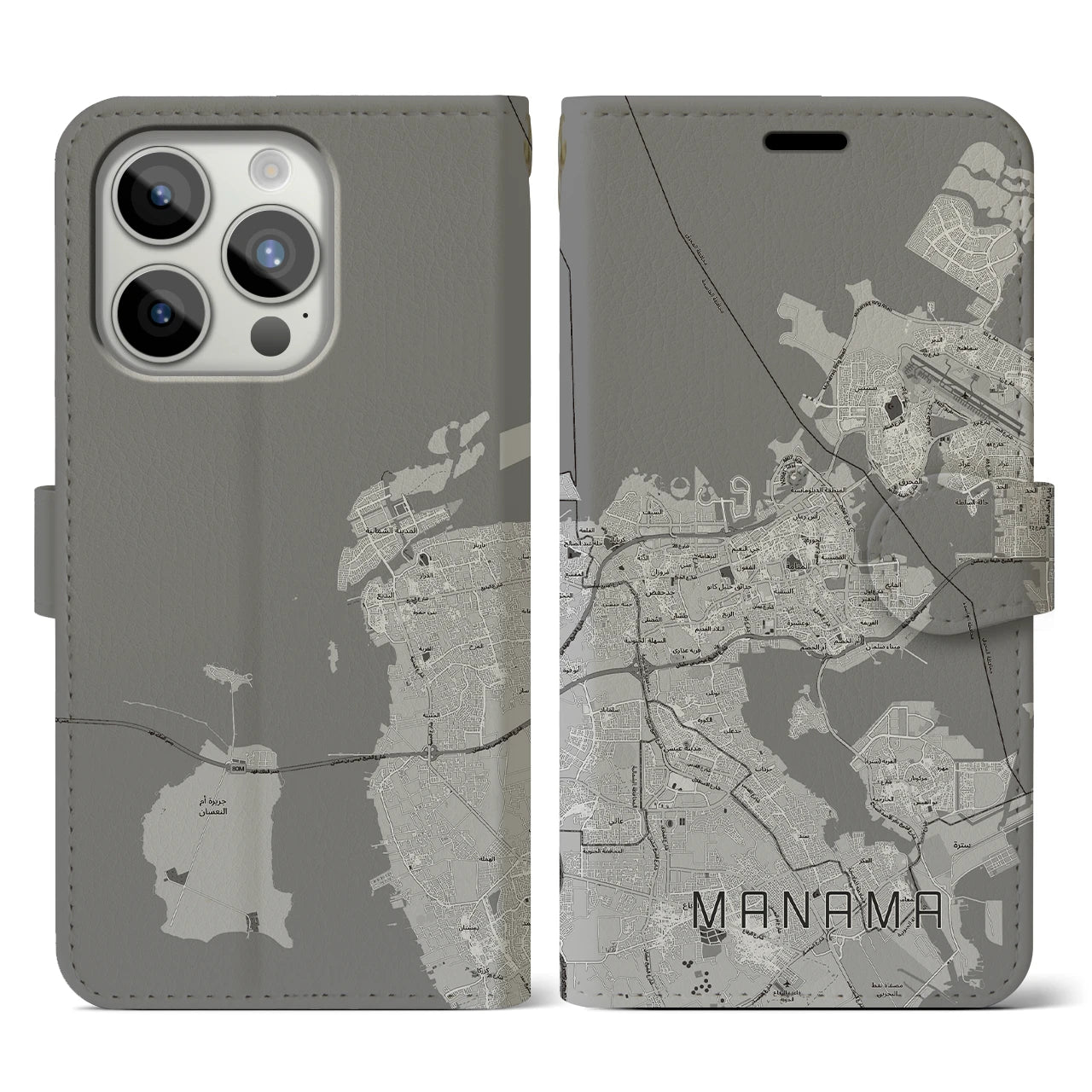 【マナーマ(バーレーン)】地図柄iPhoneケース(手帳タイプ)
