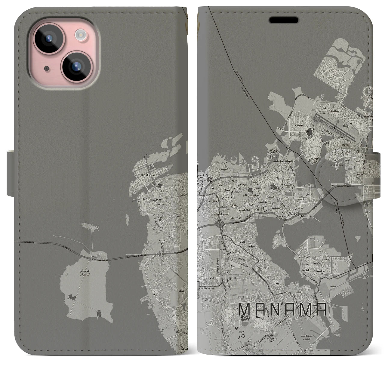 【マナーマ(バーレーン)】地図柄iPhoneケース(手帳タイプ)