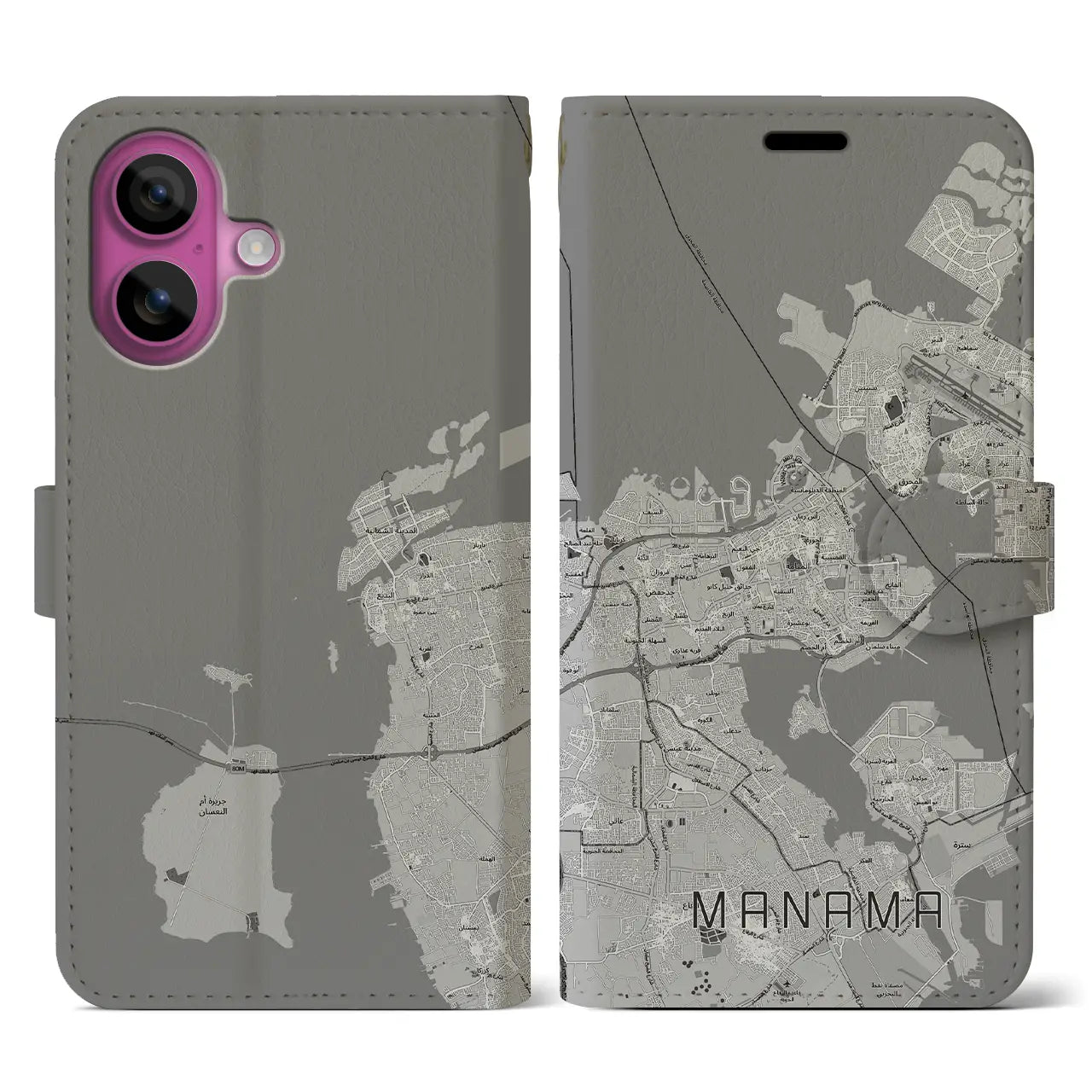 【マナーマ(バーレーン)】地図柄iPhoneケース(手帳タイプ)