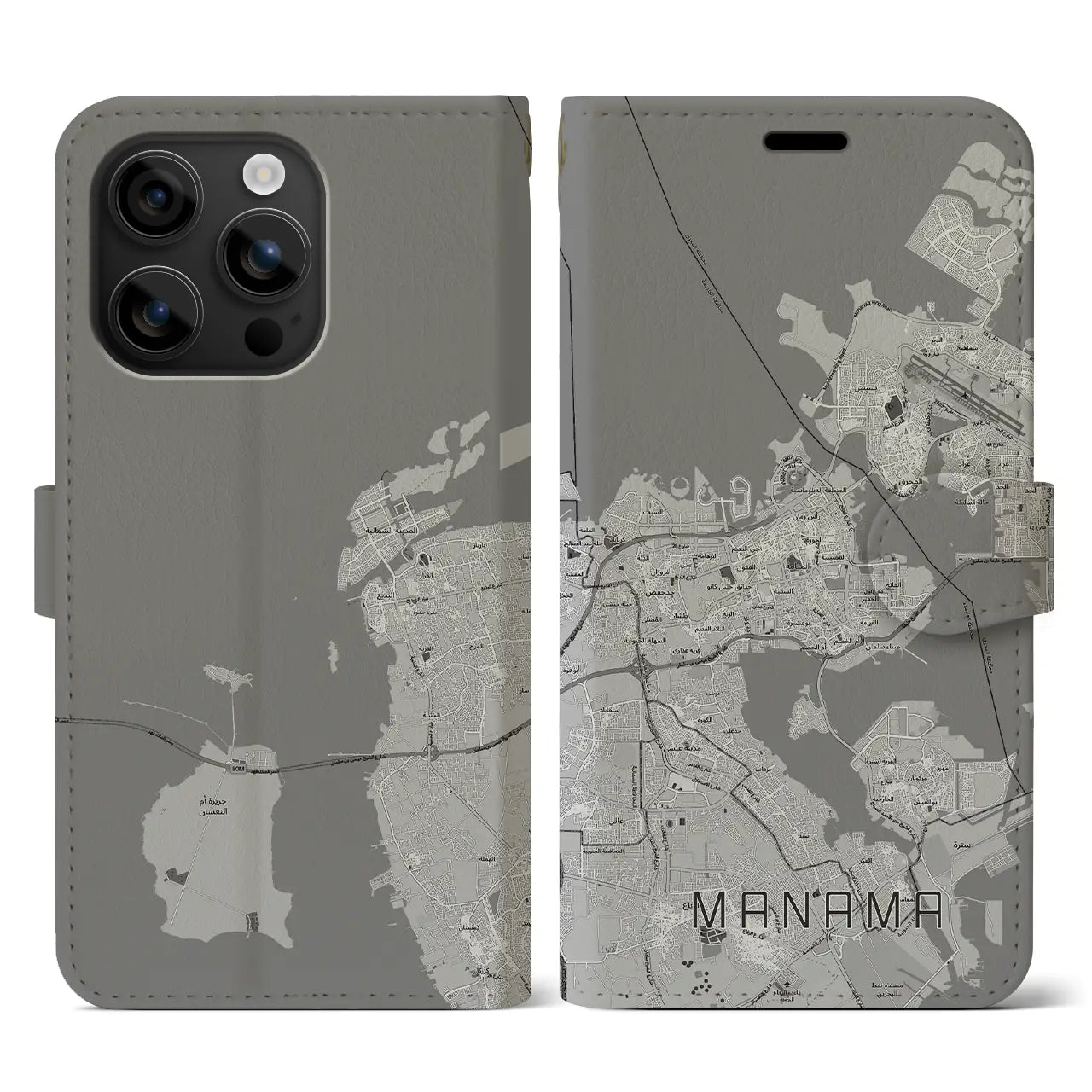 【マナーマ(バーレーン)】地図柄iPhoneケース(手帳タイプ)