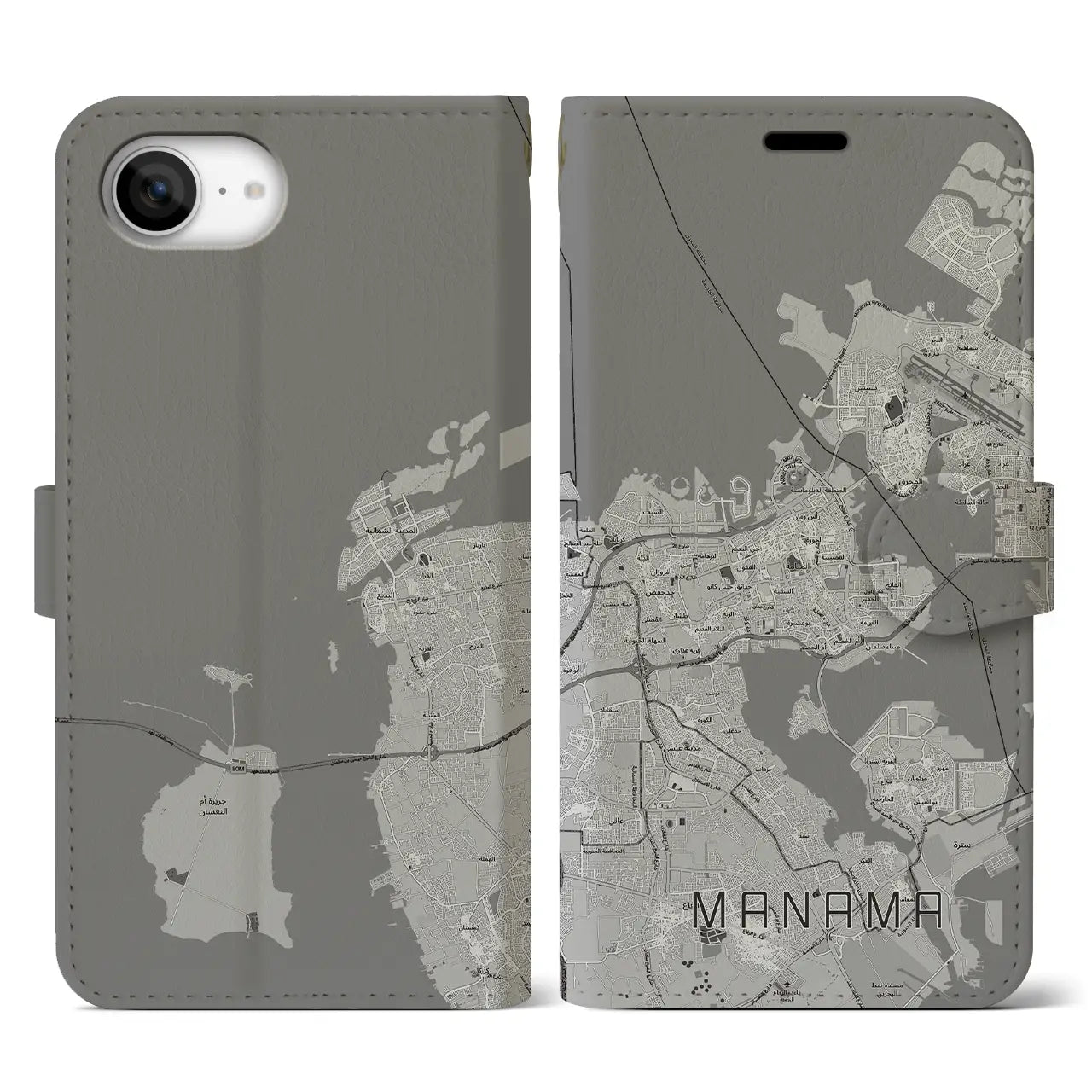 【マナーマ(バーレーン)】地図柄iPhoneケース(手帳タイプ)