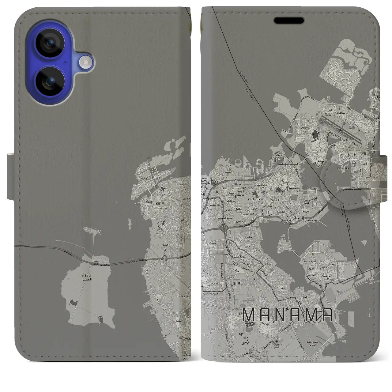 【マナーマ(バーレーン)】地図柄iPhoneケース(手帳タイプ)