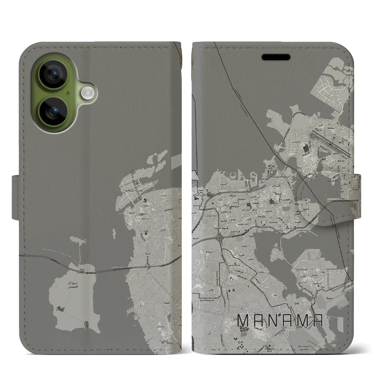 【マナーマ(バーレーン)】地図柄iPhoneケース(手帳タイプ)