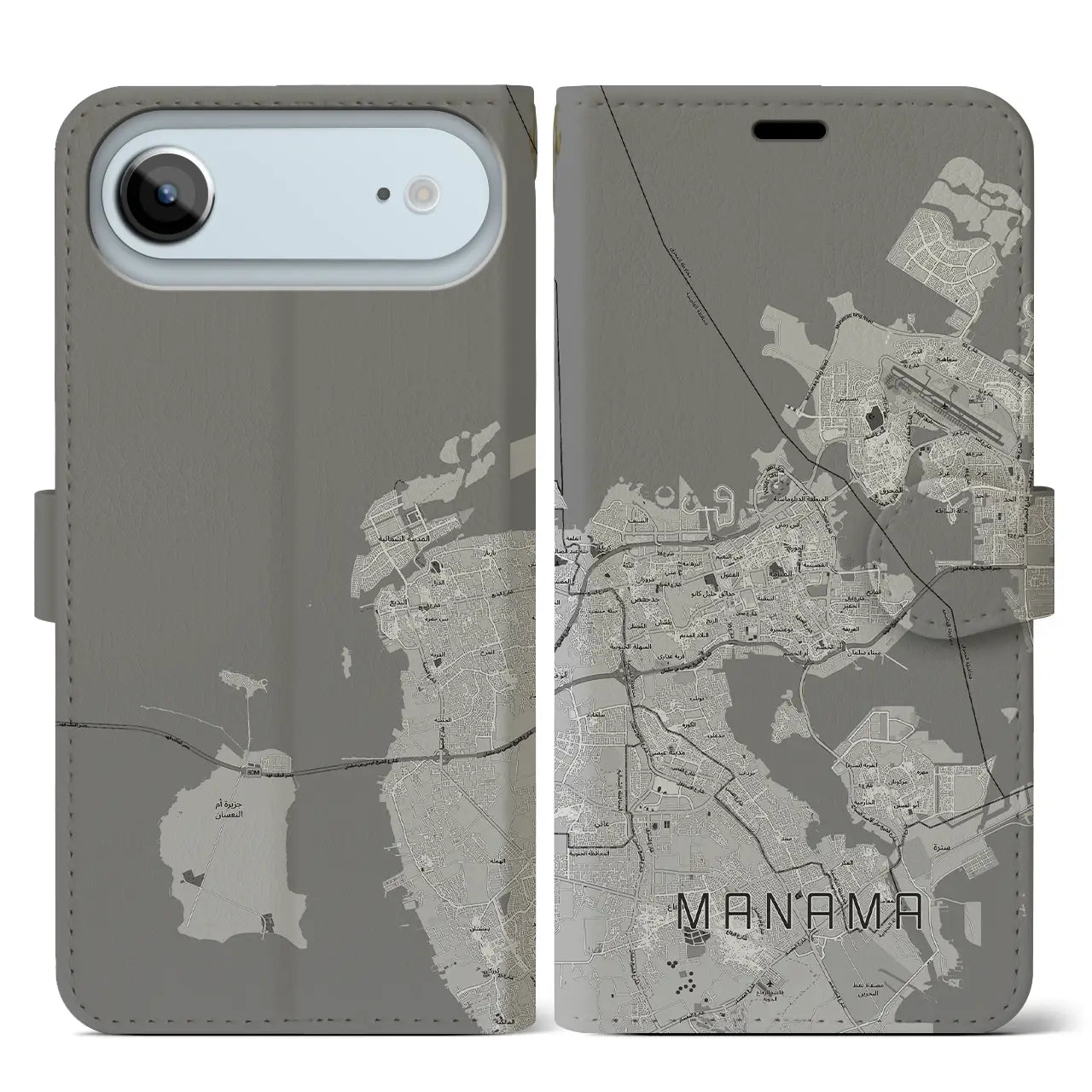 【マナーマ(バーレーン)】地図柄iPhoneケース(手帳タイプ)