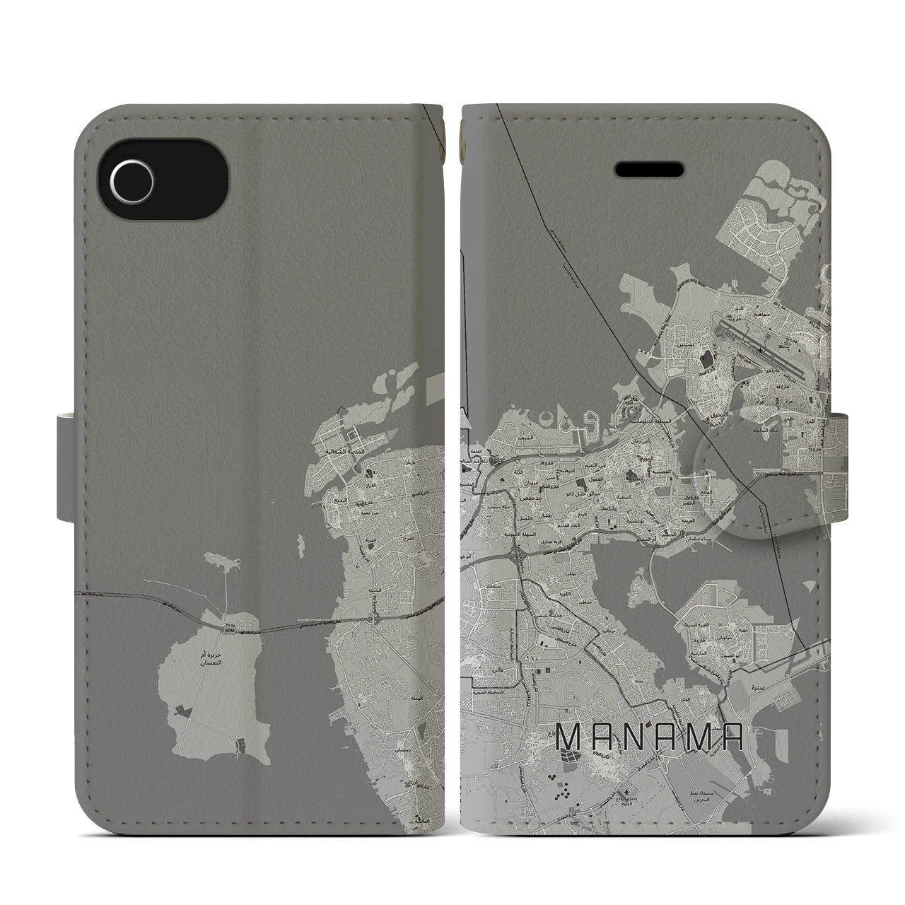 【マナーマ(バーレーン)】地図柄iPhoneケース(手帳タイプ)