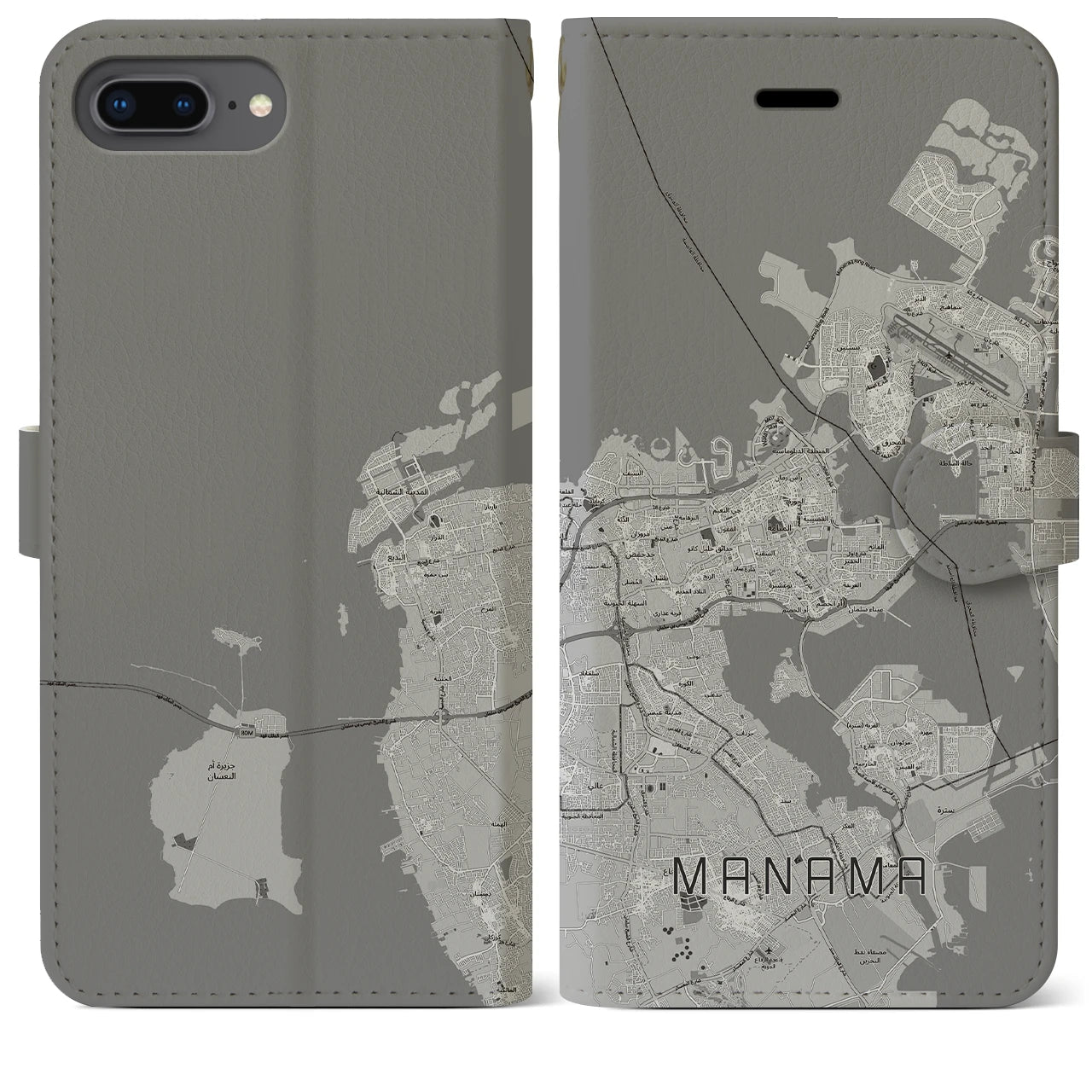 【マナーマ(バーレーン)】地図柄iPhoneケース(手帳タイプ)