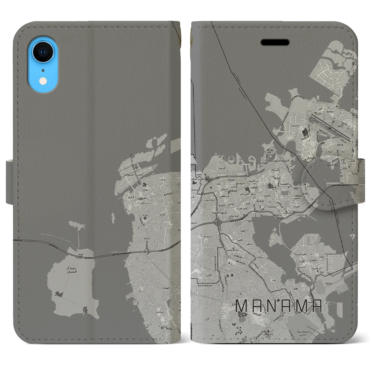 【マナーマ(バーレーン)】地図柄iPhoneケース(手帳タイプ)