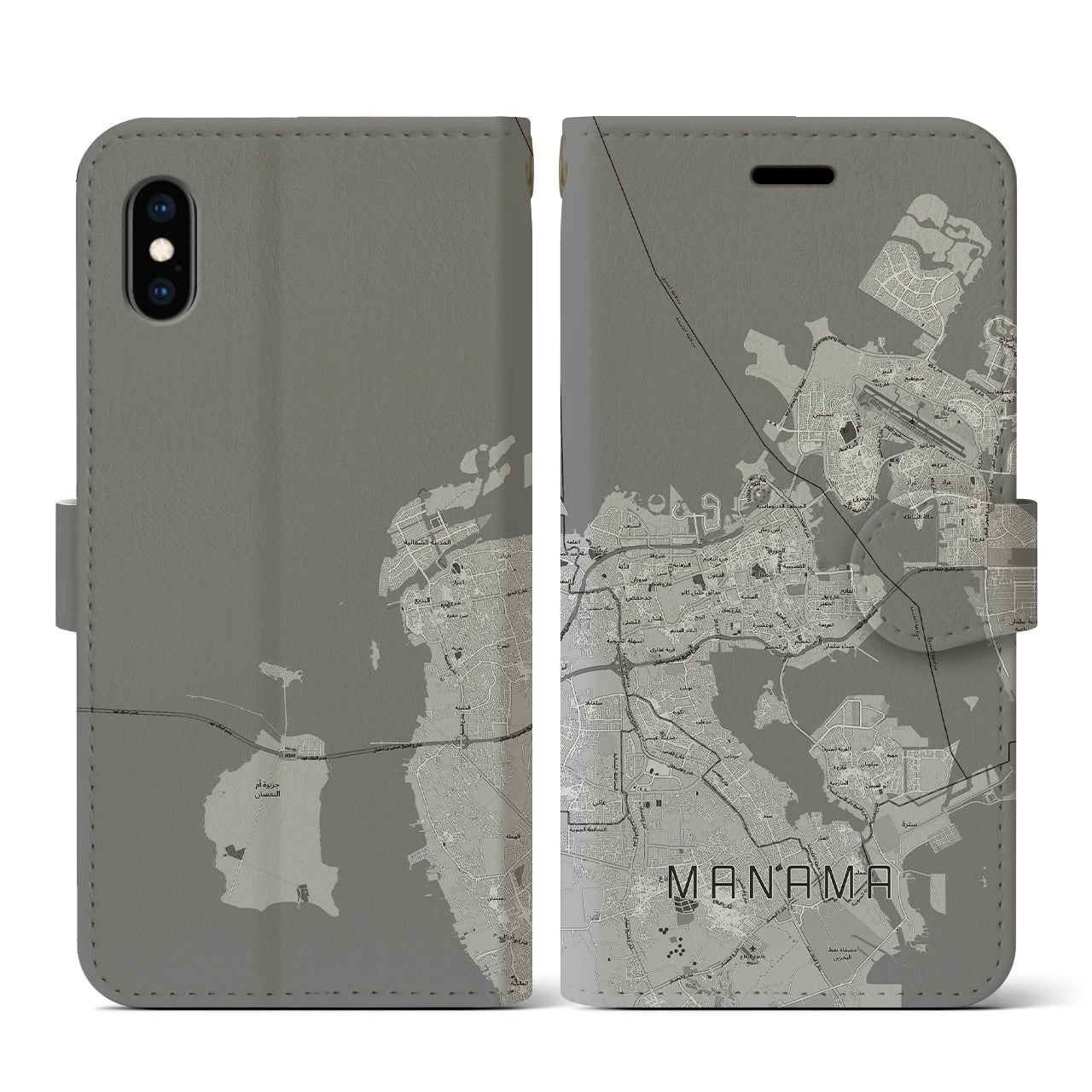 【マナーマ(バーレーン)】地図柄iPhoneケース(手帳タイプ)