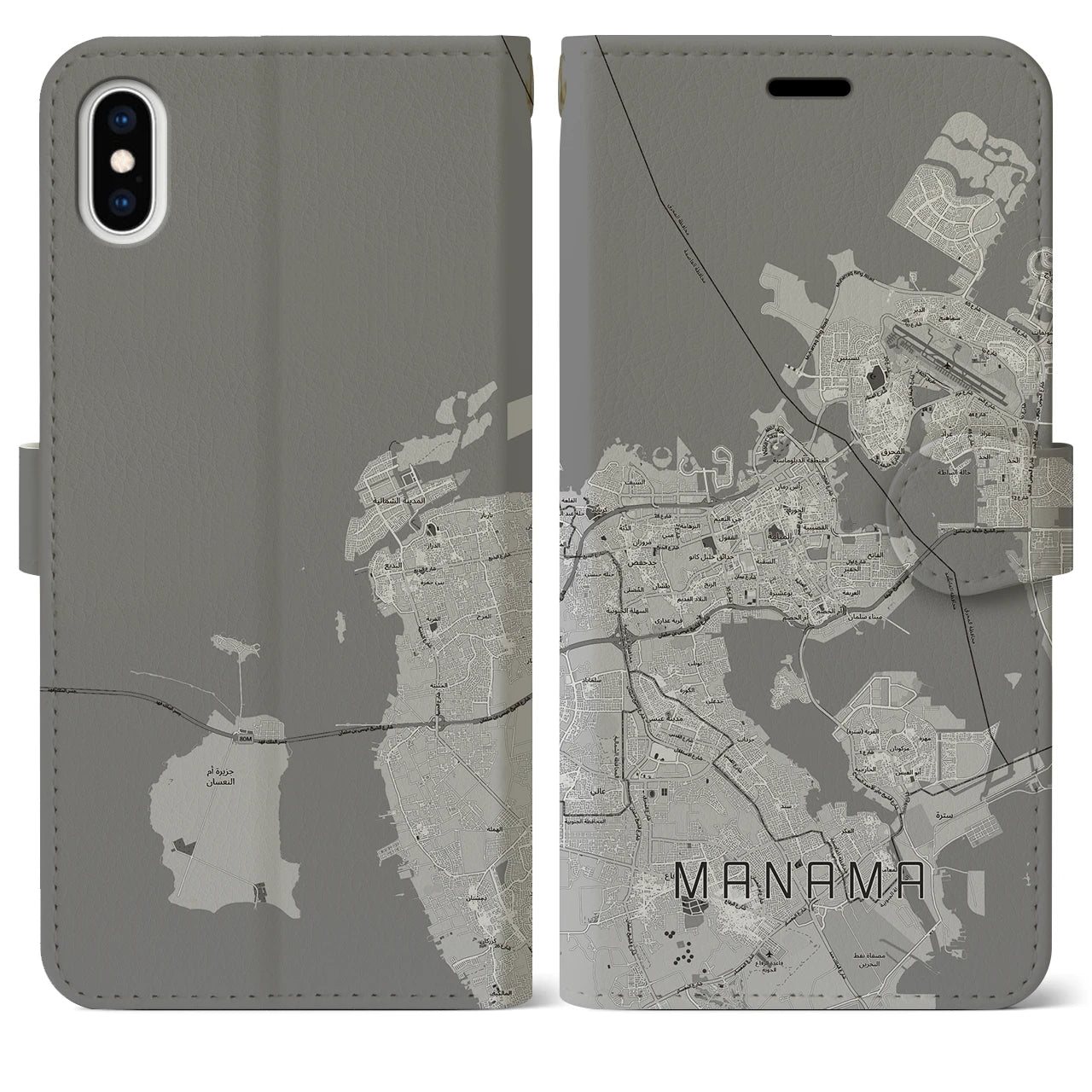 【マナーマ(バーレーン)】地図柄iPhoneケース(手帳タイプ)