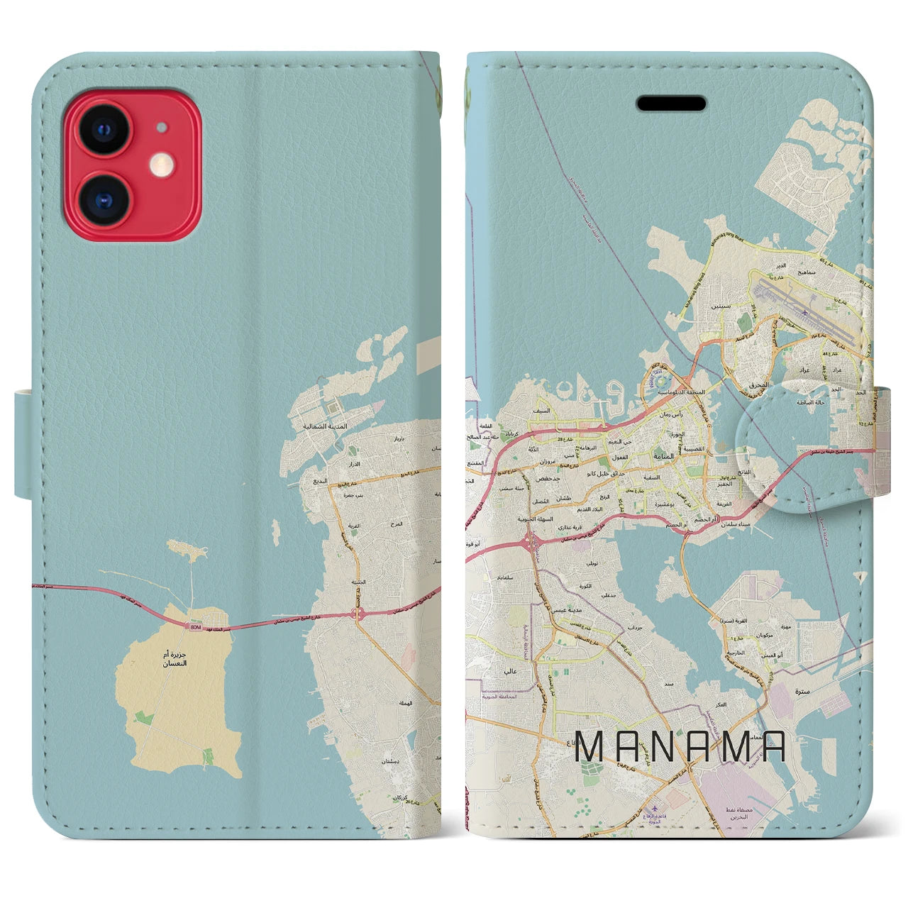 【マナーマ(バーレーン)】地図柄iPhoneケース(手帳タイプ)