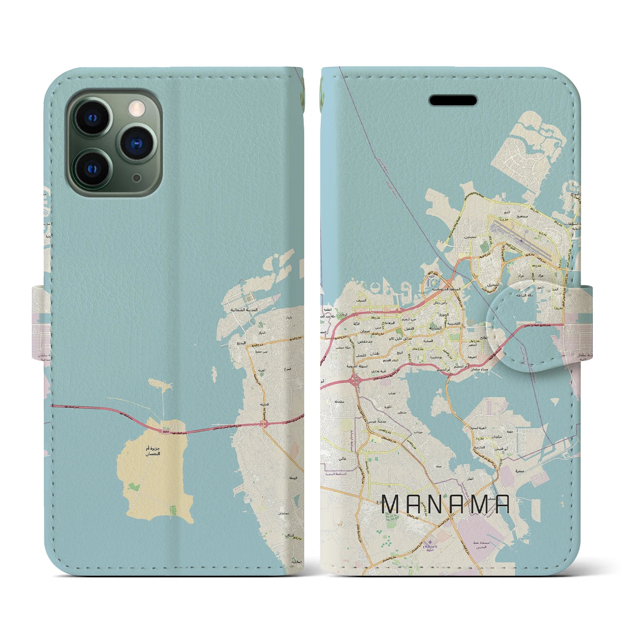 【マナーマ(バーレーン)】地図柄iPhoneケース(手帳タイプ)