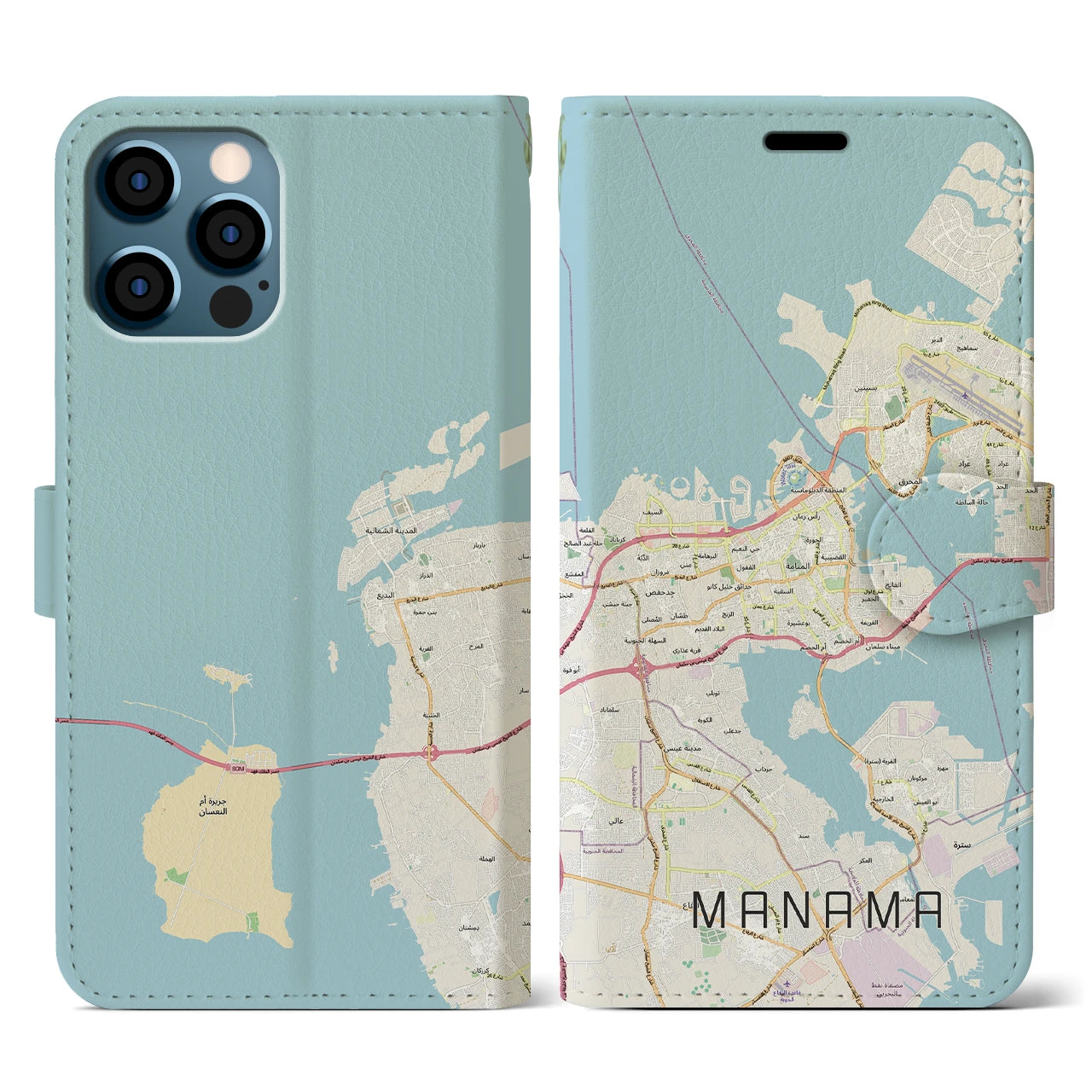【マナーマ(バーレーン)】地図柄iPhoneケース(手帳タイプ)