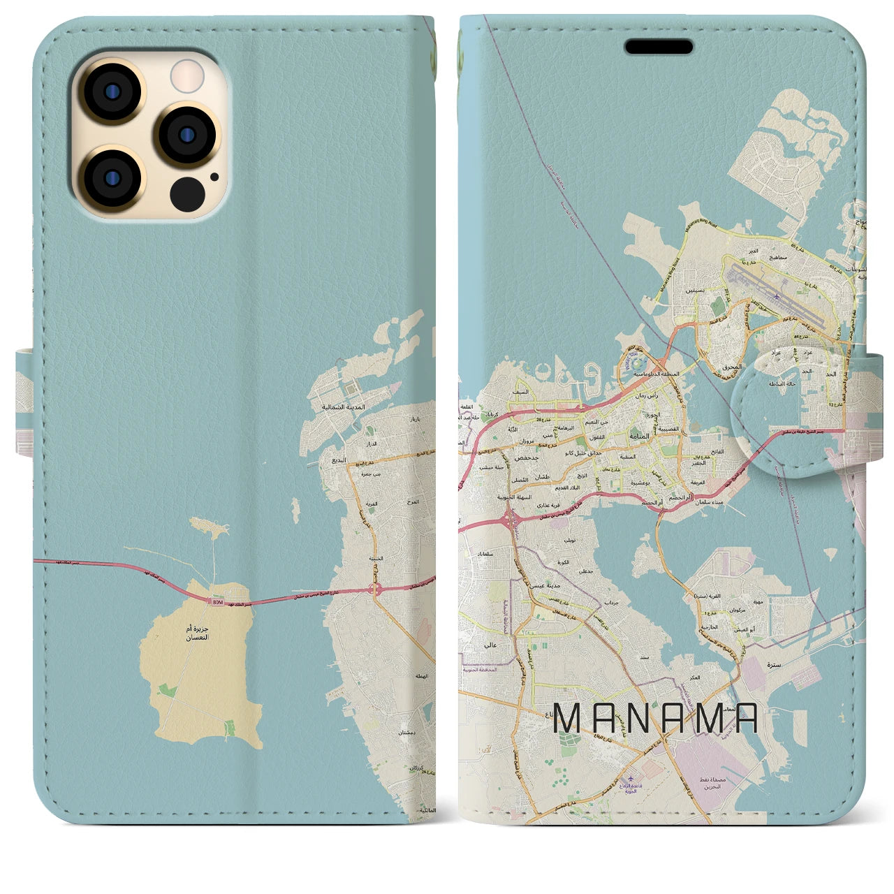 【マナーマ(バーレーン)】地図柄iPhoneケース(手帳タイプ)